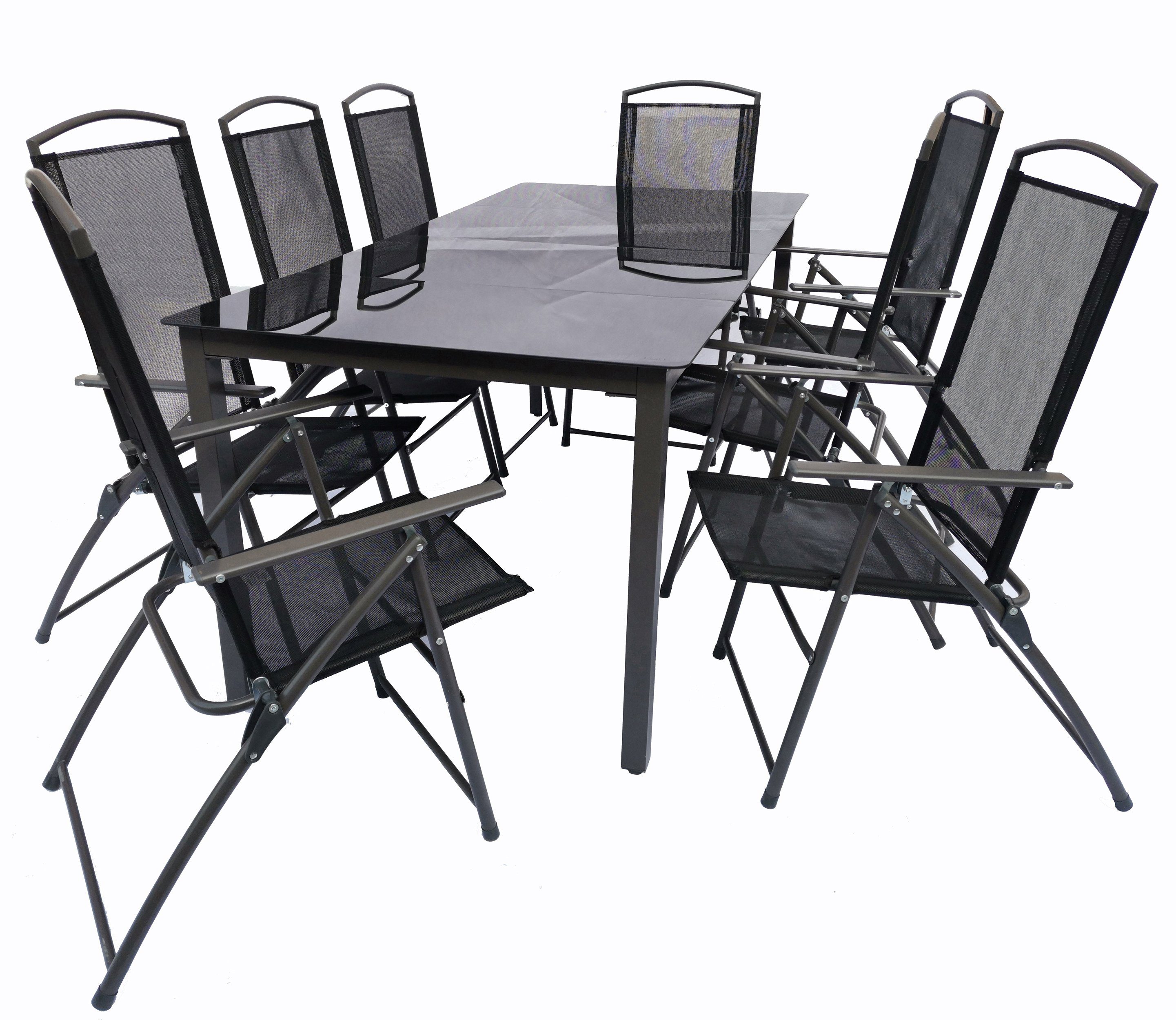 VCM Garten-Essgruppe 9-tlg Sitzgruppe Gartenmöbel Tisch Stühle Set 189S