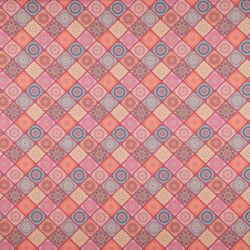 SCHÖNER LEBEN. Stoff Outdoorstoff polsterfähig Multiles Ornamente pink bunt 1,60m Breite, abwaschbar