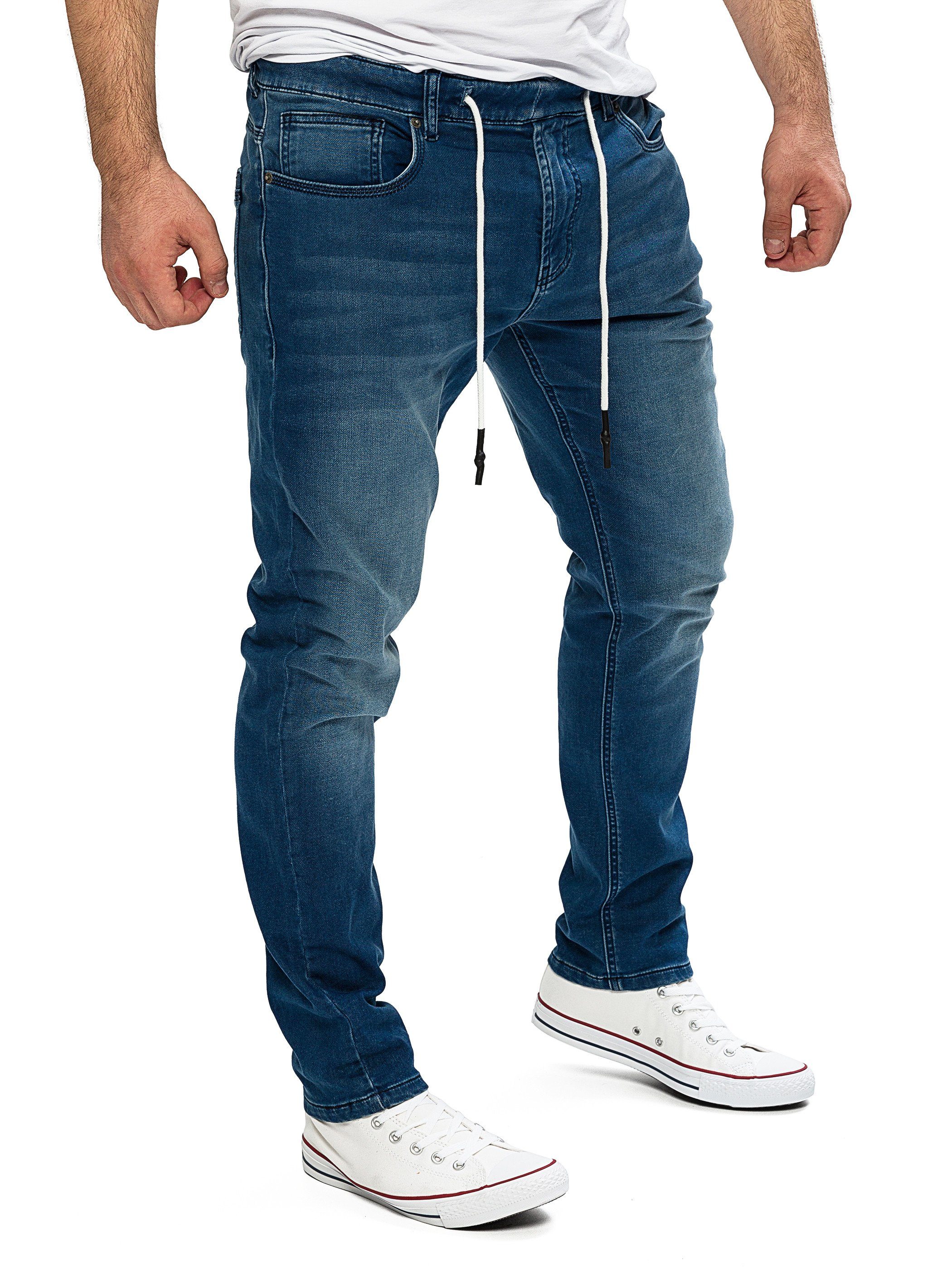 Yazubi Slim-fit-Jeans Herren Sweathose in Jeansoptik Erik Schmale Jeans, mit Stretch-Anteil Dunkelblau (Feded Blue 174021)