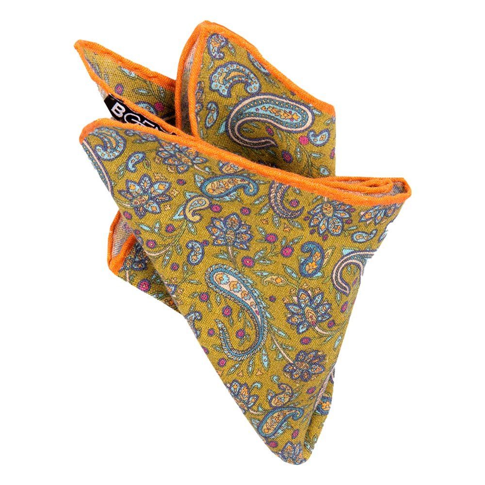 BGENTS Einstecktuch Handrolliertes Leineneinstecktuch mit Paisley-Muster, Farbintensiver Druck