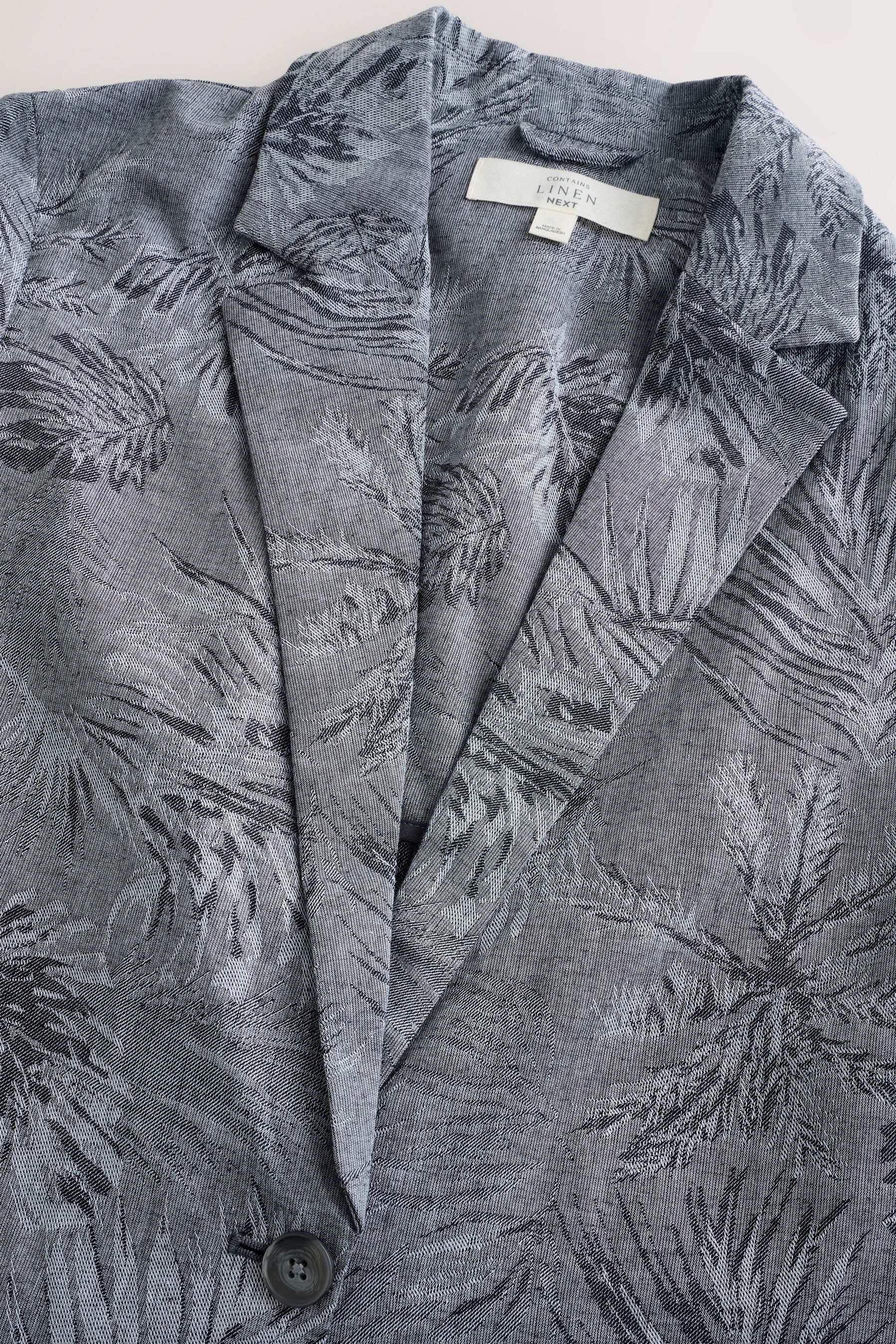 Next Jackenblazer Kurzärmelige Jacquard-Jacke mit Leinenanteil (1-tlg)