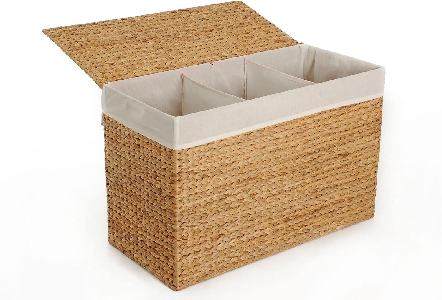 VIVANNO Wäschetruhe Wasserhyazinthe DIVIDE Rechteckig - Natur Geflochten (1 günstig online kaufen