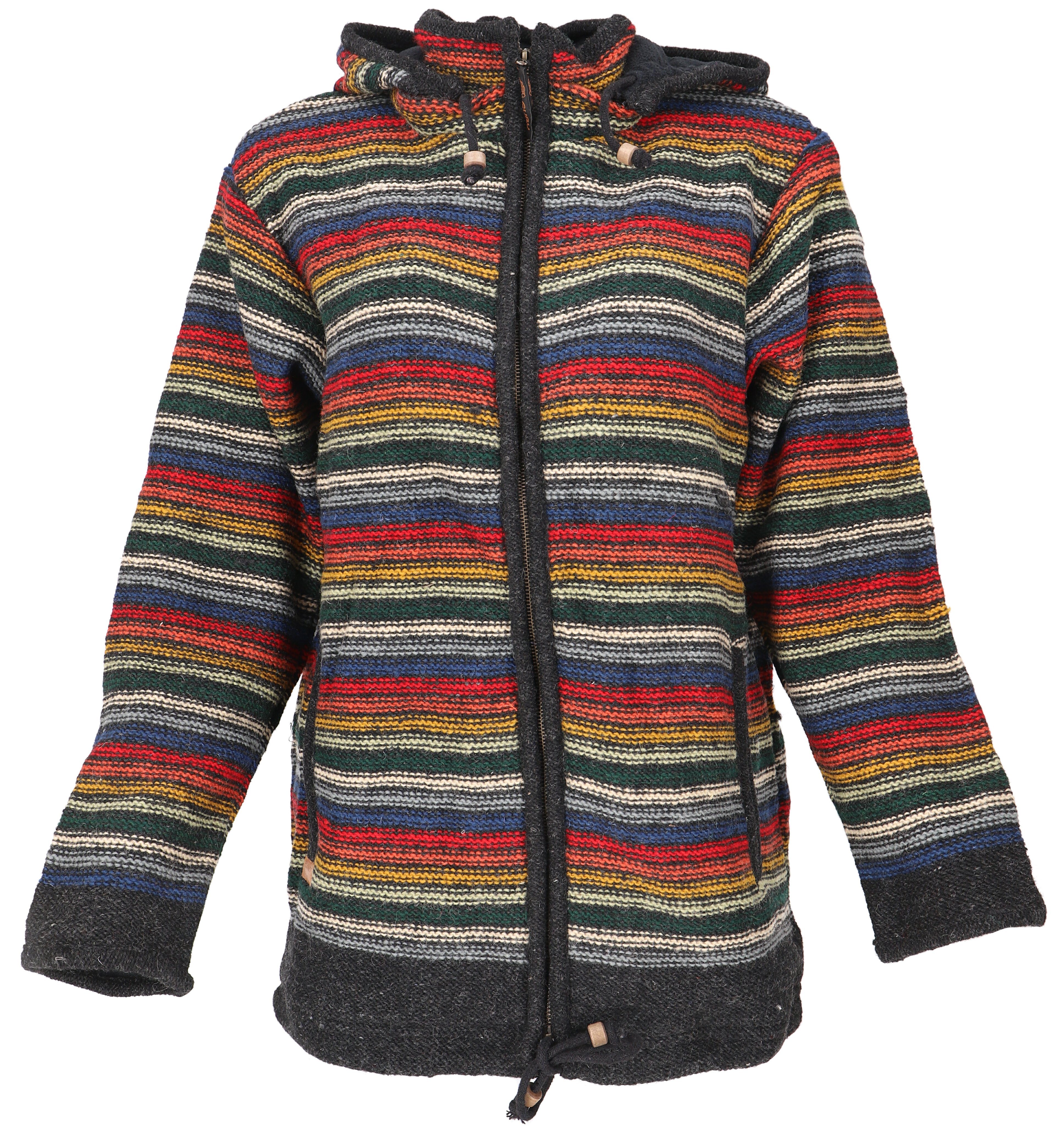 Guru-Shop Langjacke Kuschelige gefütterte Strickjacke, gestreifte.. günstig online kaufen