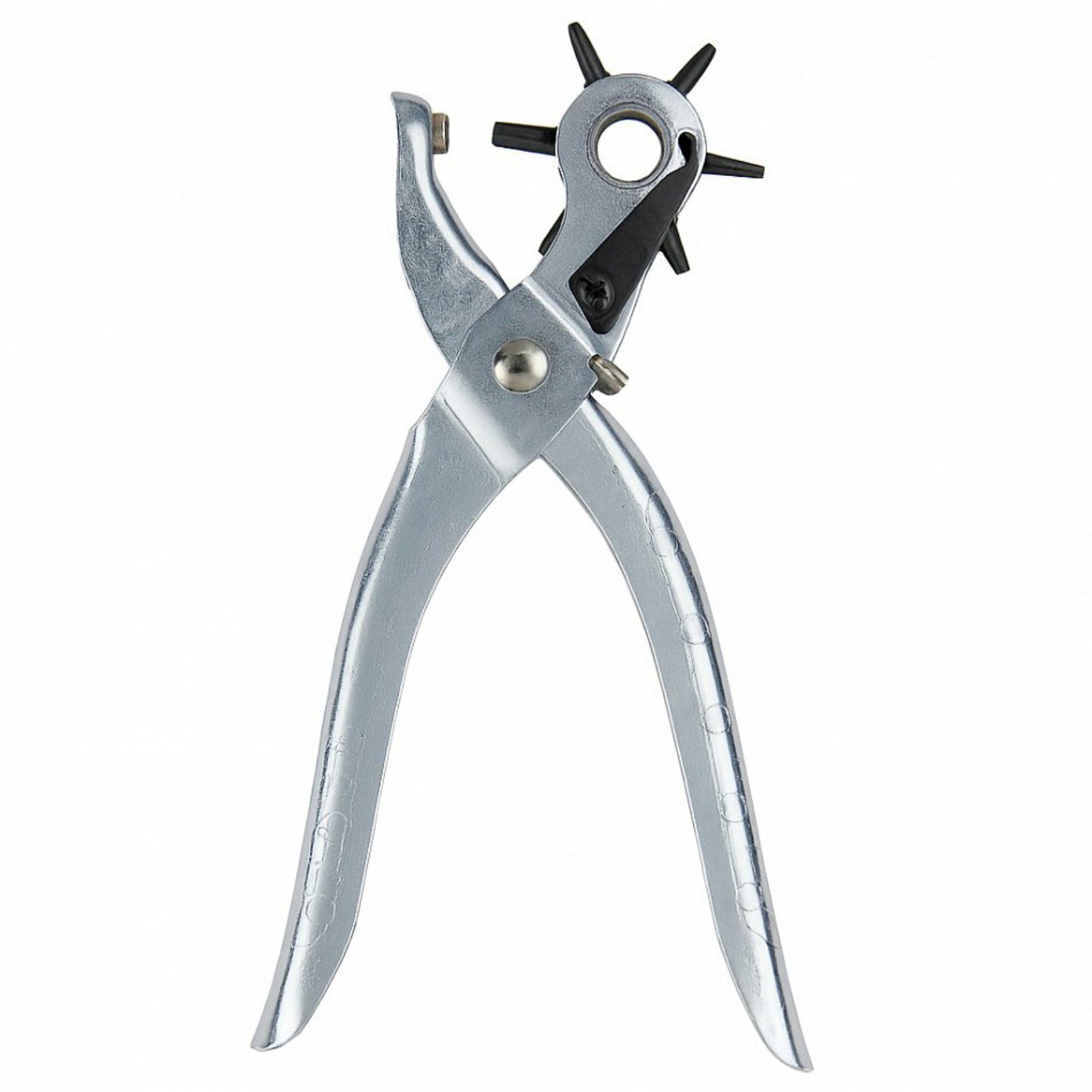 Koopman Revolverlochzange Lochzange Gürtelzange Stanzzange Metall, 1-tlg., 6 Größen, Metall, 2-4,5mm, Silber, 20x9cm