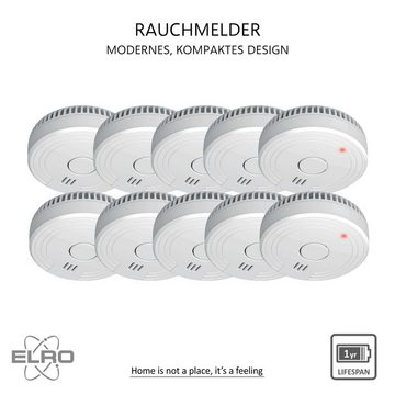 Elro FS1801 Rauchmelder (10teiliges Set mit 1-Jahres-Batterie, leichte Installation)