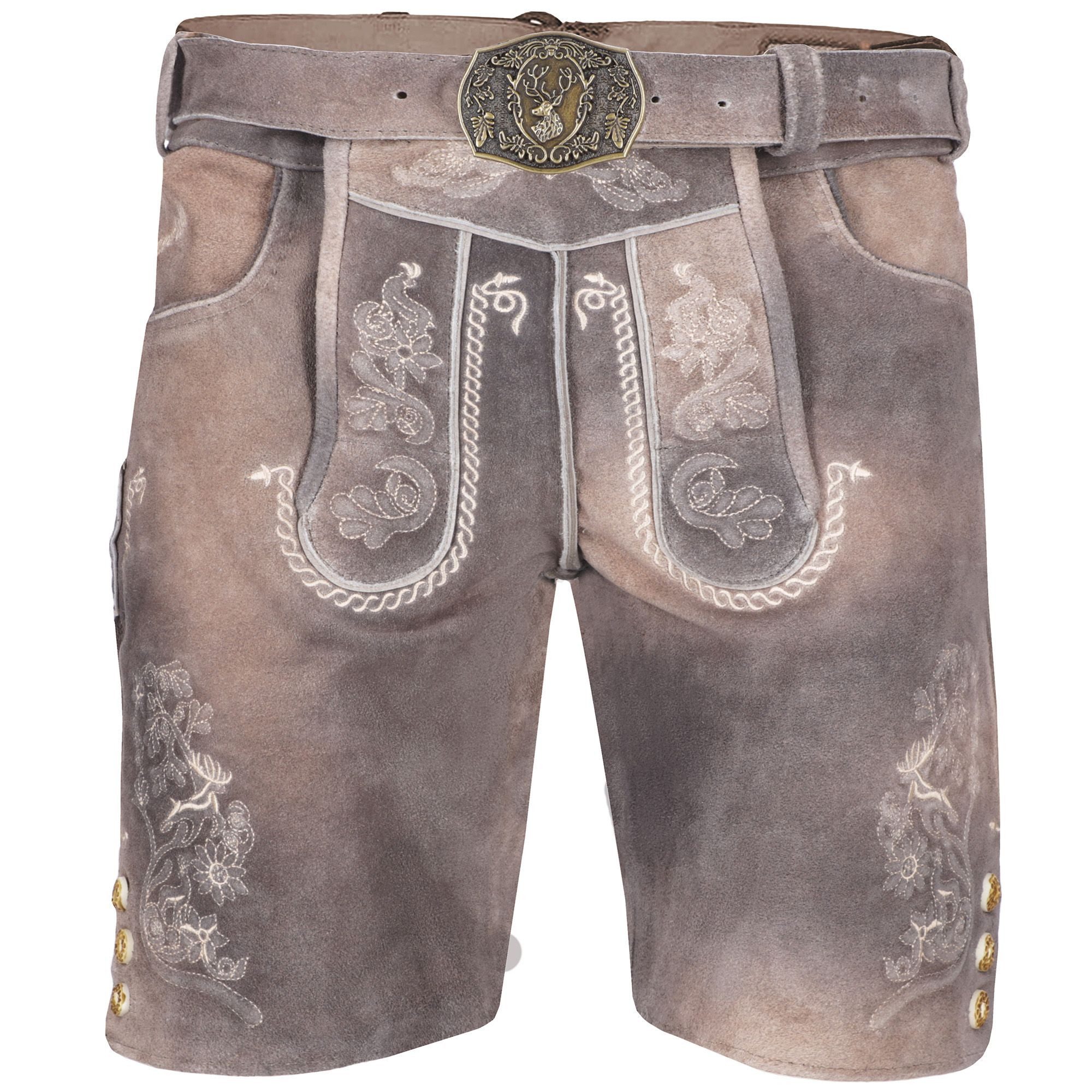 Falkenrieder Trachtenlederhose mit Gürtel - 100% Rindsleder - Bayerische Lederhose Herren Kurz - Wien Handgemacht aus echtem Wildbockleder - Für Dein Oktoberfest Outfit