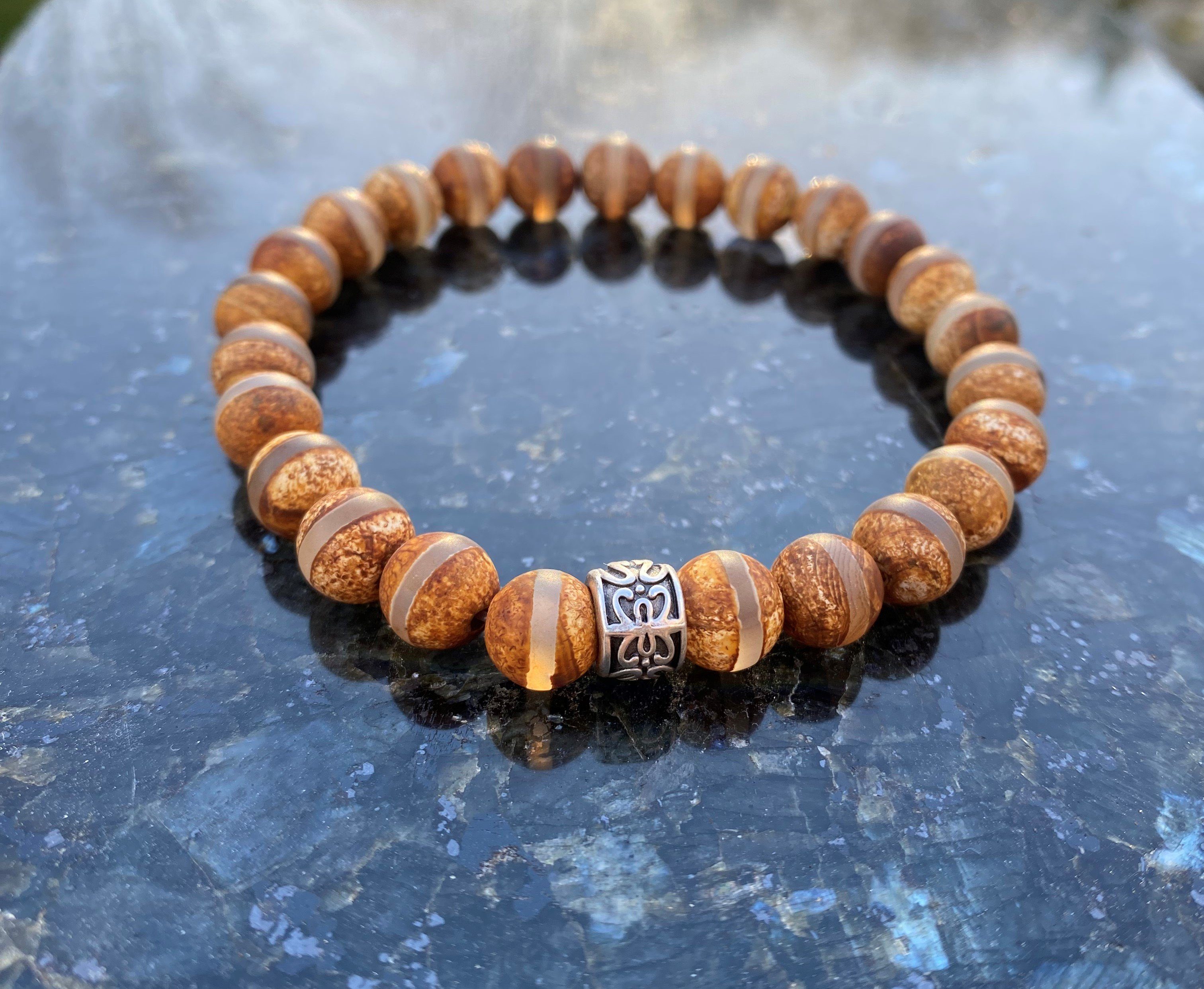 NAHLE Perlenarmband Tibet Achat Naturstein Armband (1-tlg), handmade, dehnb günstig online kaufen