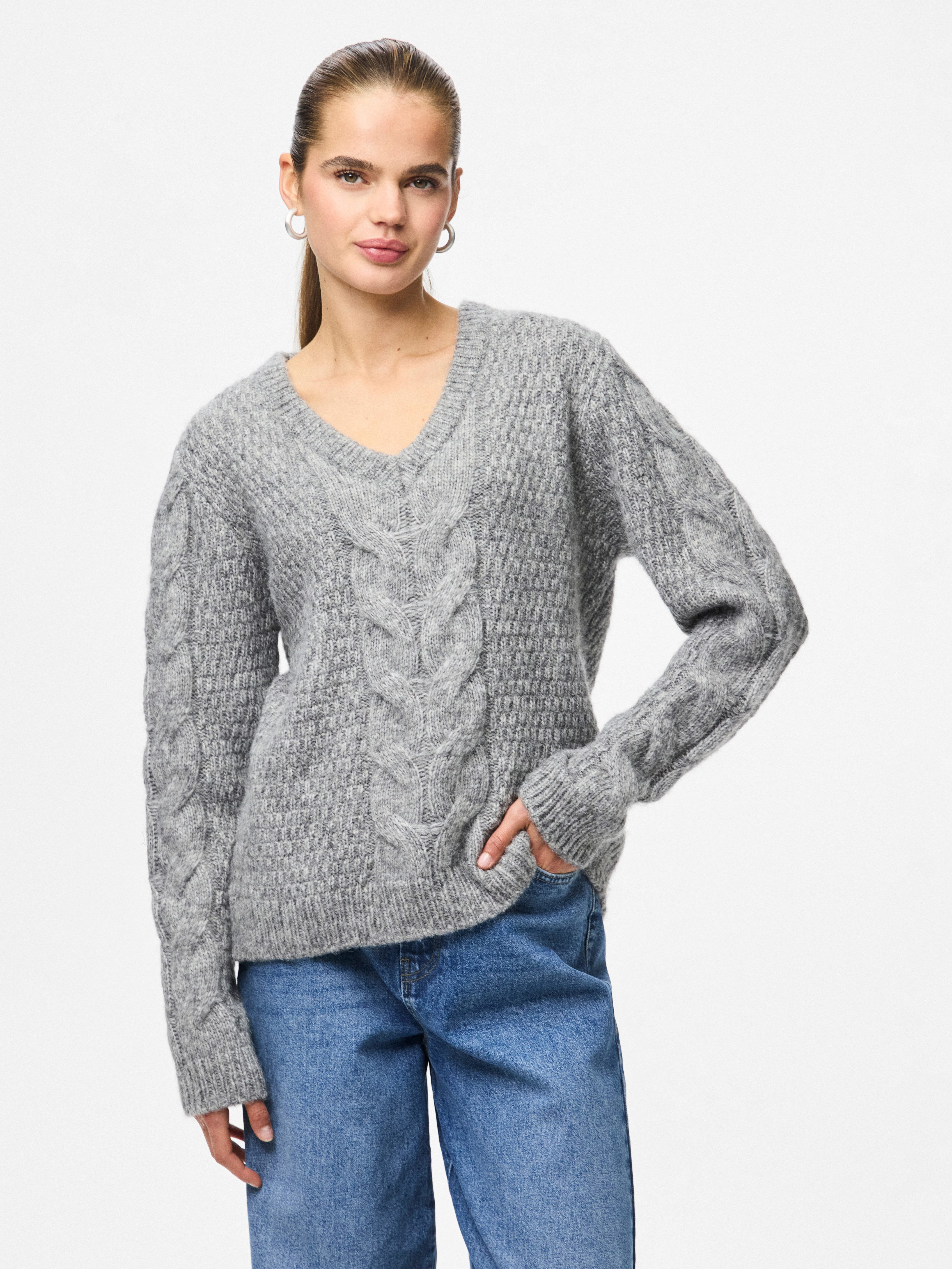 pieces Strickpullover PCNINA LS V-NECK KNIT günstig online kaufen