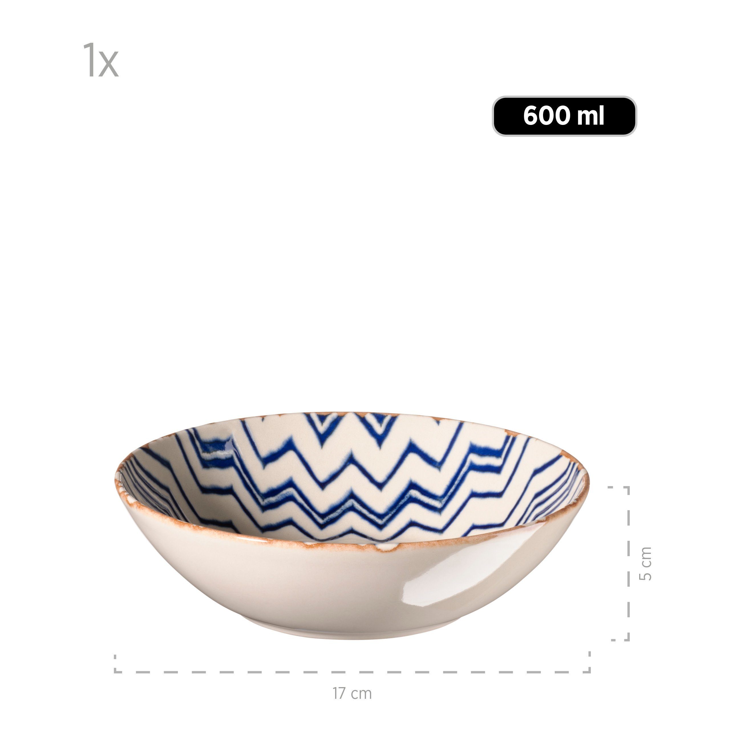 MÄSER Schüssel Iberico Blue, Steinzeug, (5-tlg)