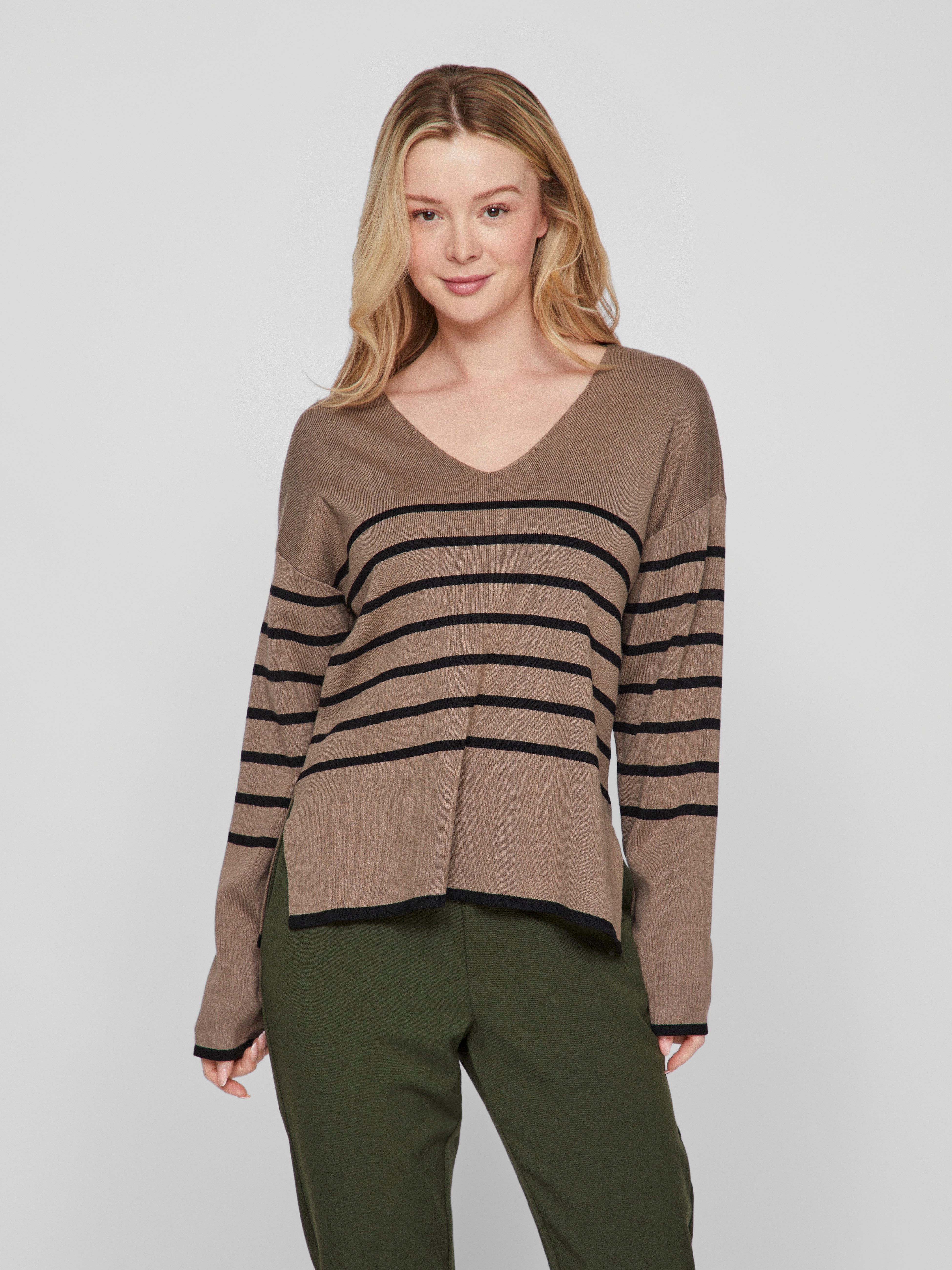 Vila V-Ausschnitt-Pullover VIOSTRIA V-NECK L/S REV günstig online kaufen