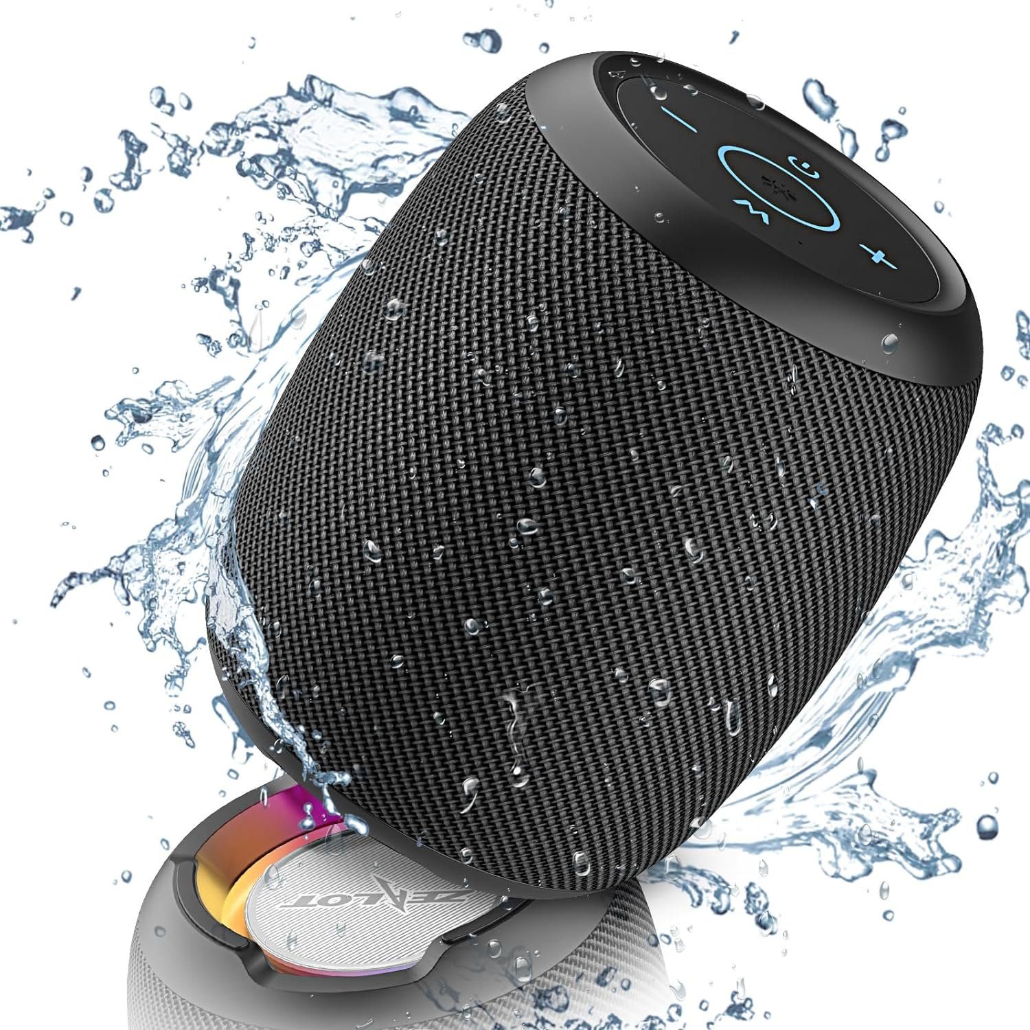 ZEALOT mit Lautsprecher mit 10 Bluetooth (Bluetooth, Stereo Musikbox W, Box IPX6 Wasserdicht Bass) Tragbarer Licht,