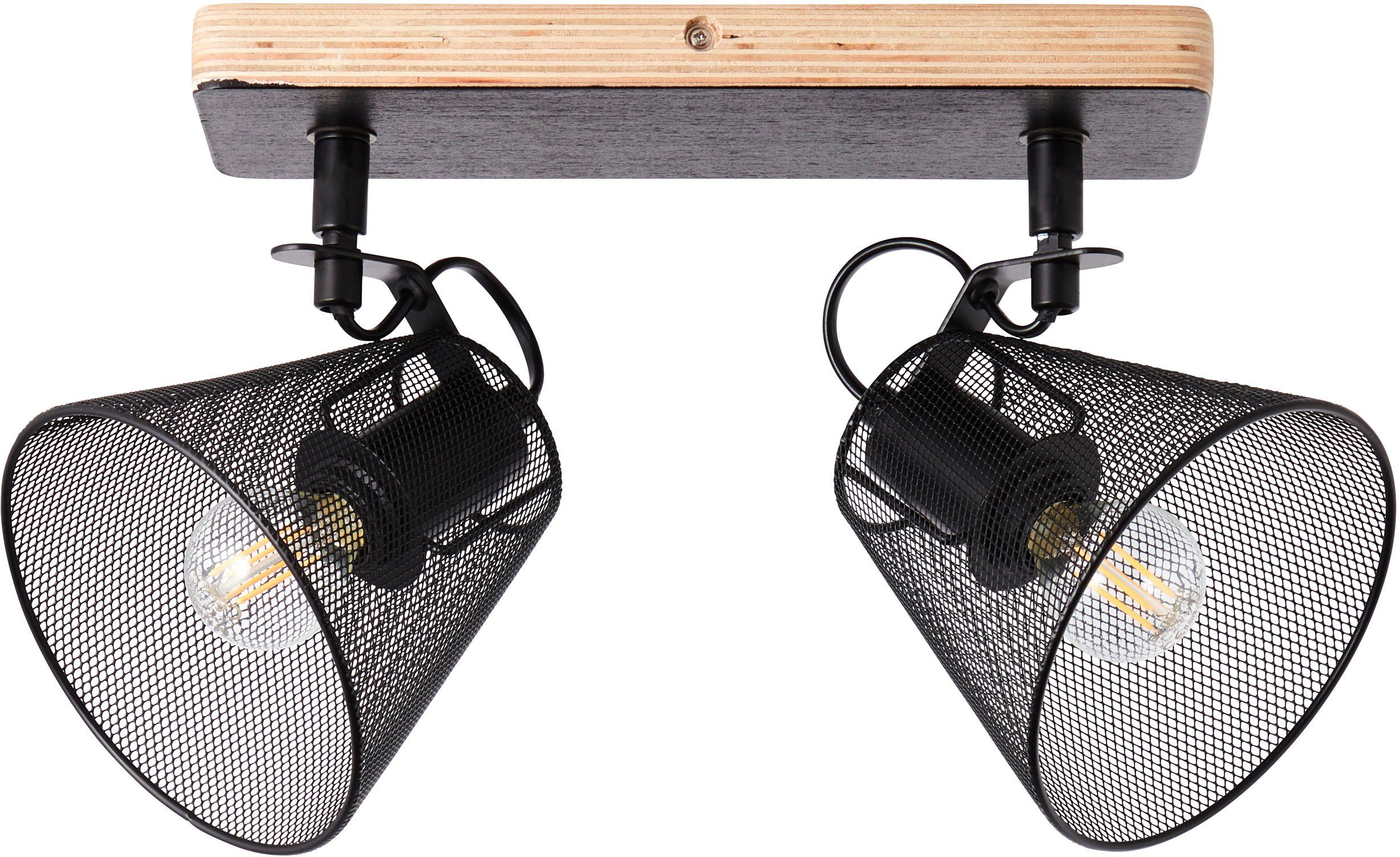 Brilliant Deckenstrahler Whole, ohne Leuchtmittel, 2flg schwarz/holzfarbend