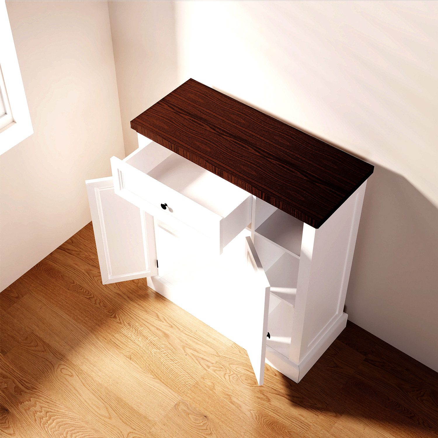 oyajia Badkommode Badezimmerschrank mit Schublade & verstellbaren Einlegeböden (Unterschrank Badschrank Badezimmermöbel, 75 x 30 x 80 cm)