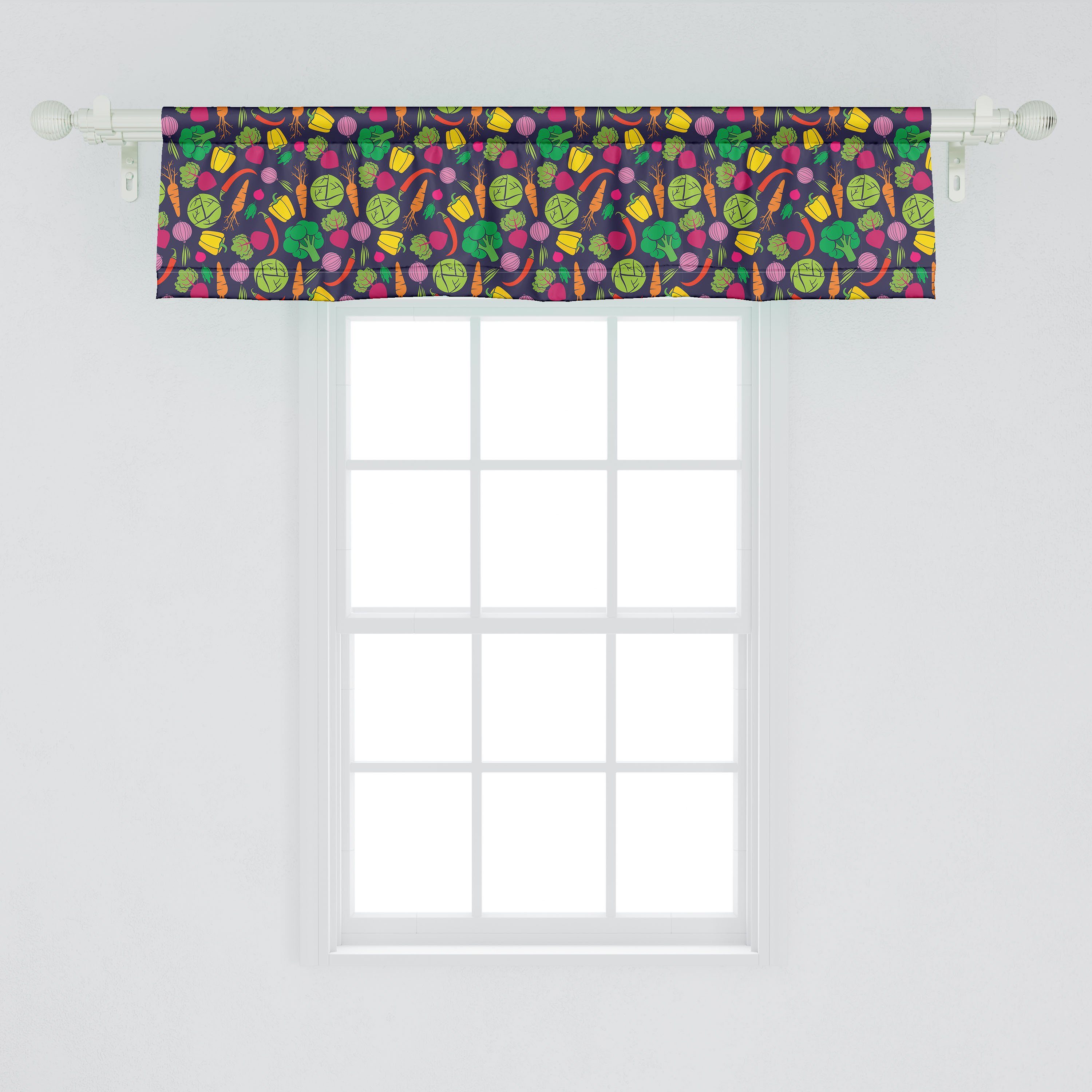 Vorhang Bio-Lebensmittel Küche Schlafzimmer Dekor Scheibengardine Abakuhaus, mit Microfaser, Gemüse Cartoon für Stangentasche, Volant