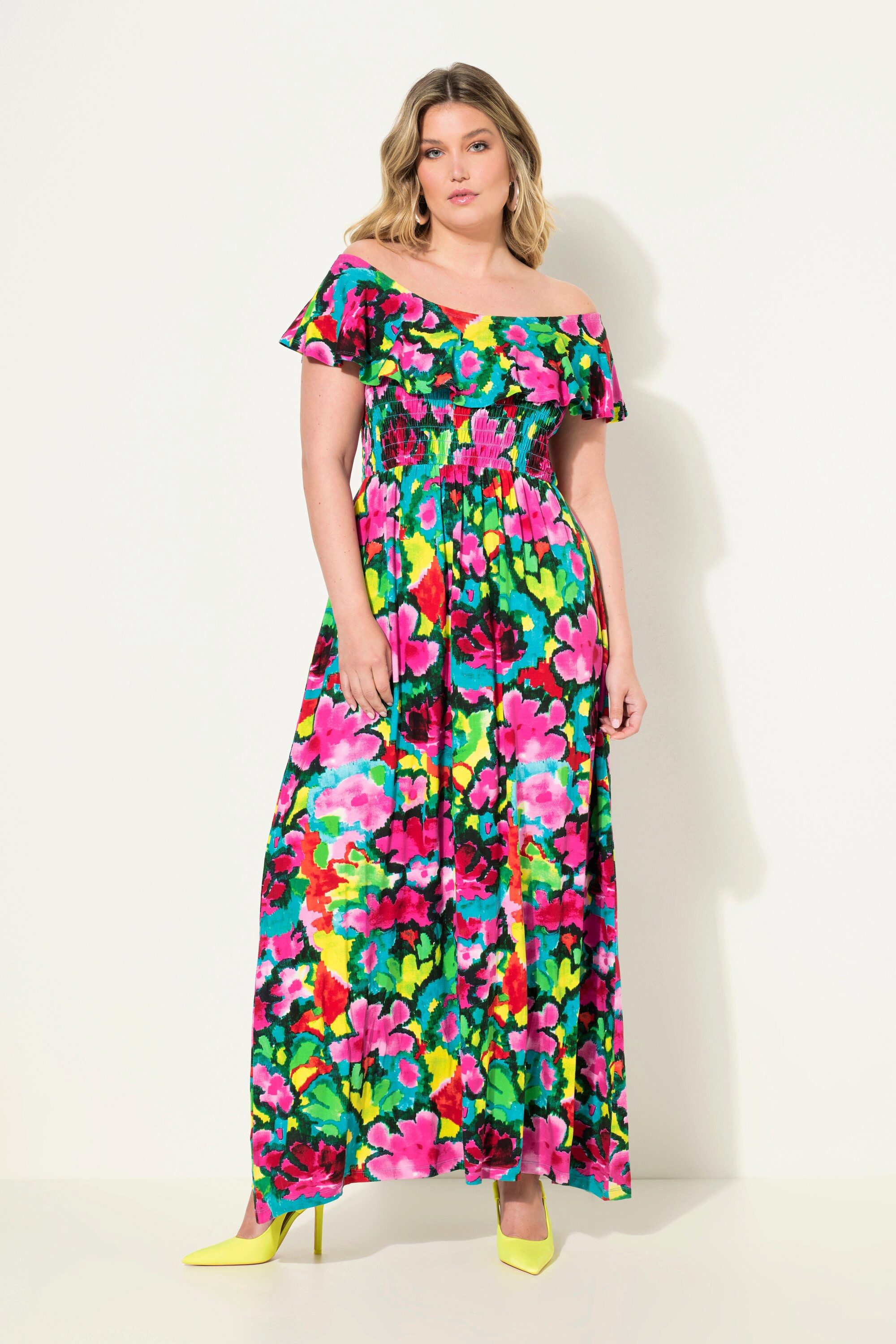 MIAMODA Jerseykleid Jersey-Maxikleid Blumendruck gesmokte Büste günstig online kaufen