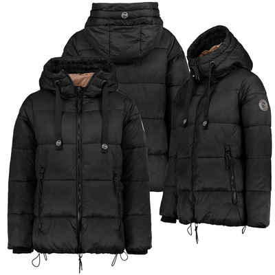 Fresh Made Steppjacke Damen Winter Stepp Jacke Parka Winterjacke Kapuze Gesteppt Stehkragen