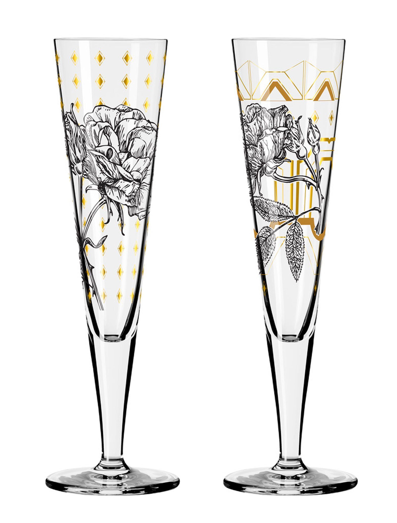 Champagnerglas Dekomiro Champus 2er Set Rose mit Glasreinigungstuch