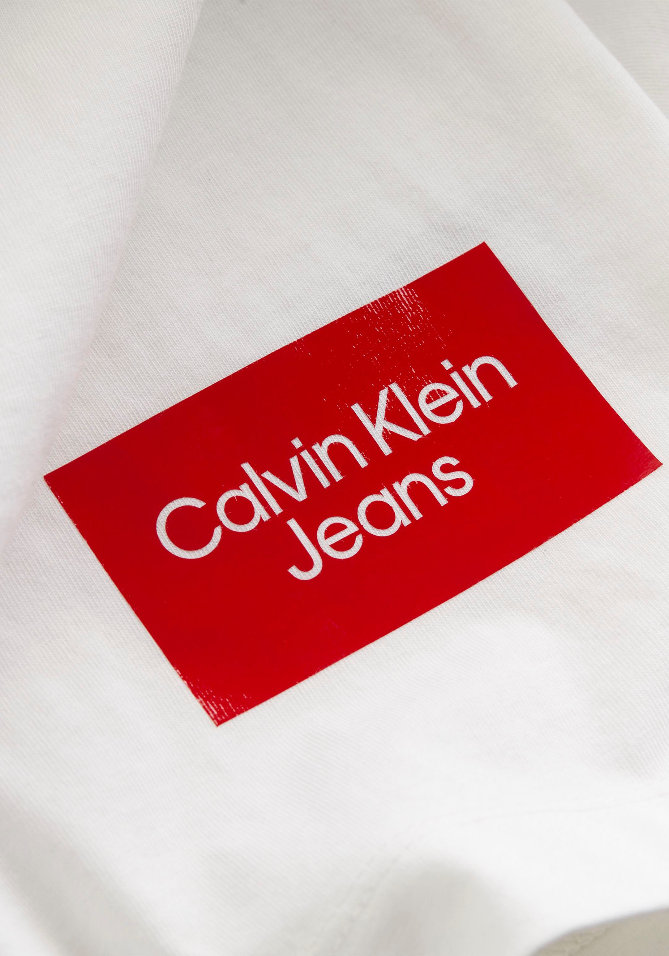 Jeans Rundhalsausschnitt T-Shirt LOGO TEE Klein Calvin Bright COLORBLOCK mit White BOLD