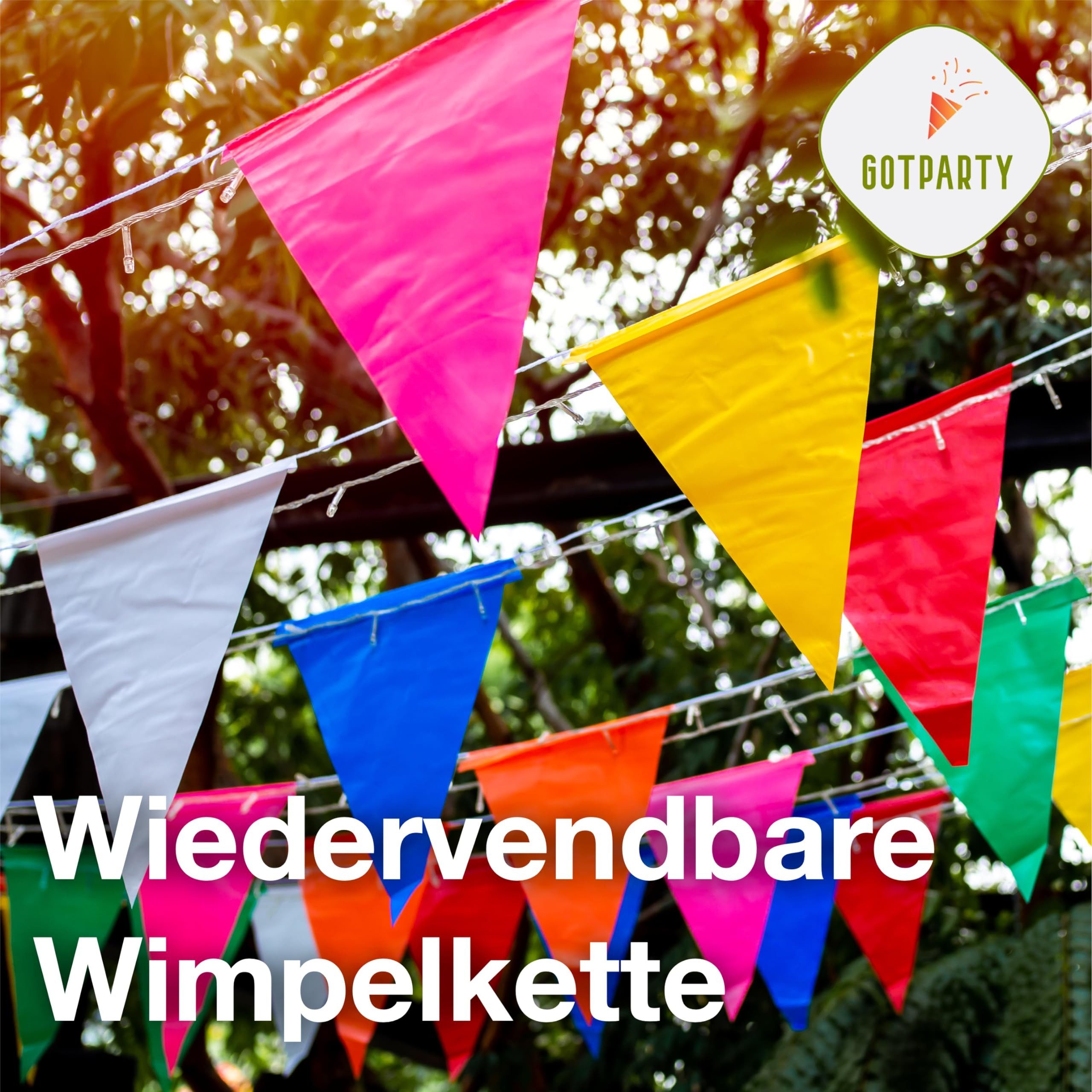 GOTPARTY Wimpelkette XXL 100 Meter Wimpelkette bunt - Innen & Draußen Banner