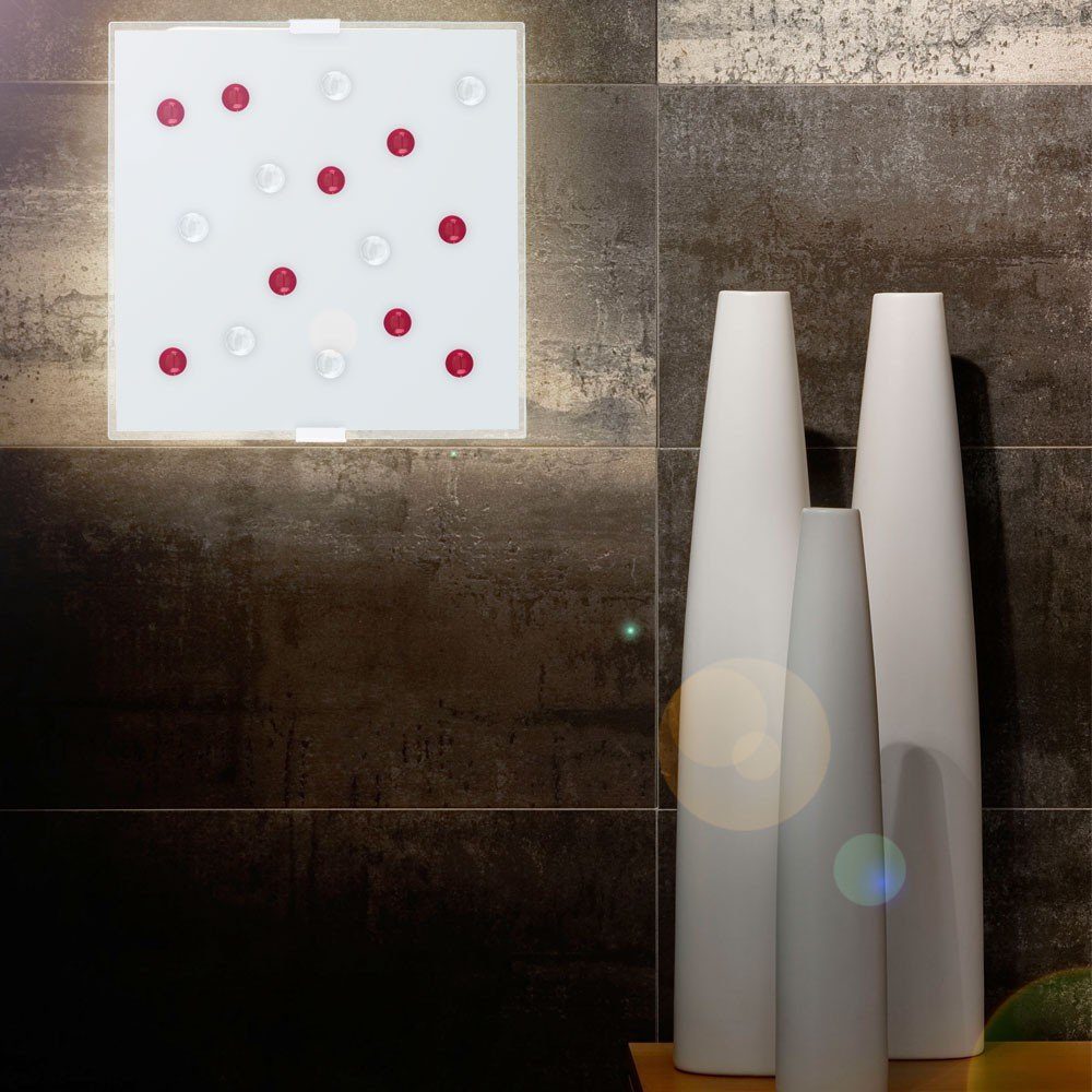 Deckenlampe 2x E14 Wandleuchte Wohnzimmer Glas satiniert LängexBreite 29x29 cm 
