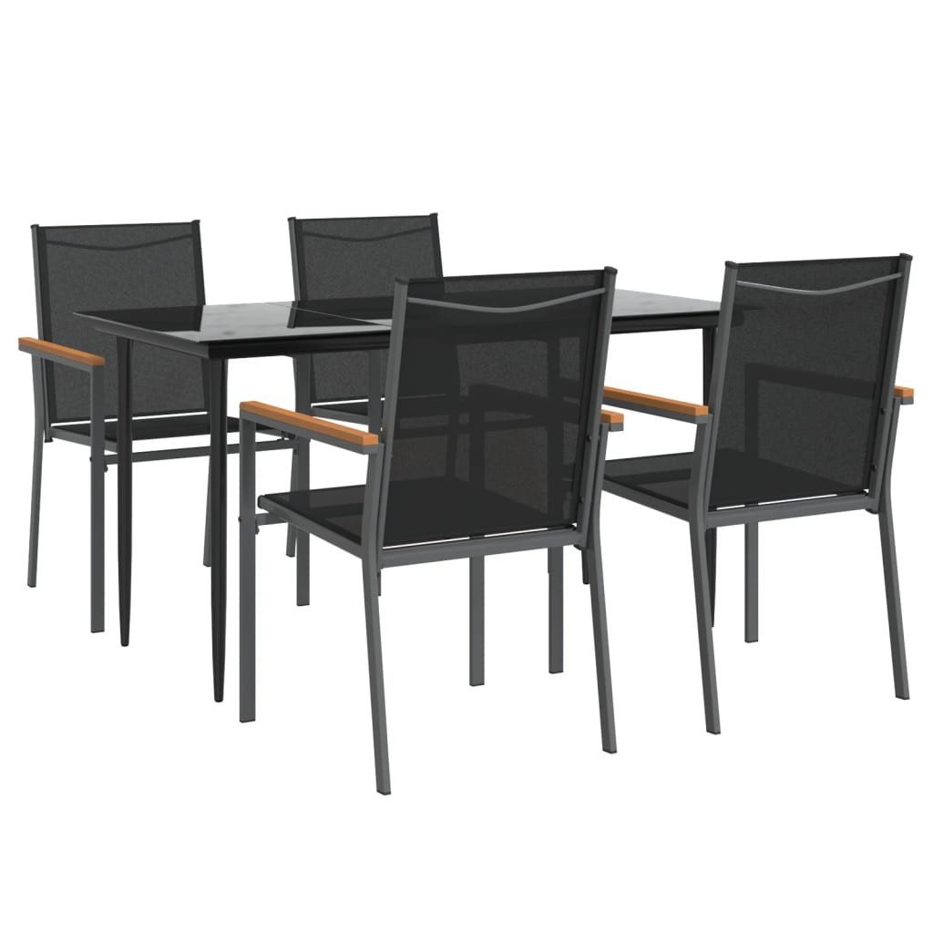vidaXL Garten-Essgruppe 5-tlg. Garten-Essgruppe Schwarz Textilene günstig online kaufen