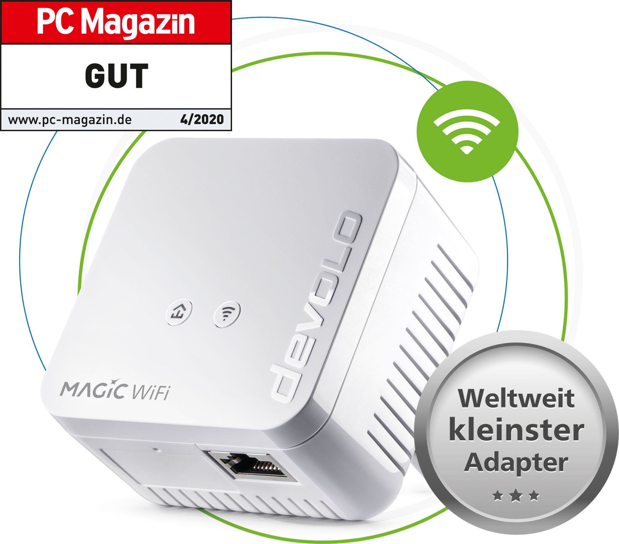 DEVOLO Magic + Mesh) LAN, WLAN, Powerline WiFi 1x (1200Mbit, 1 mini WLAN-Repeater Ergänzung