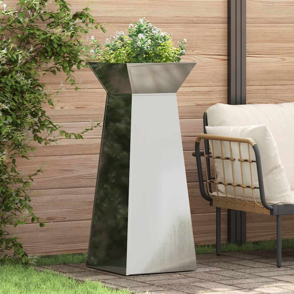 vidaXL Blumentopf Säulen Pflanzer 2 stk. Silber 40 x 40 x 100 cm Verzinkter Stahl (2 St)