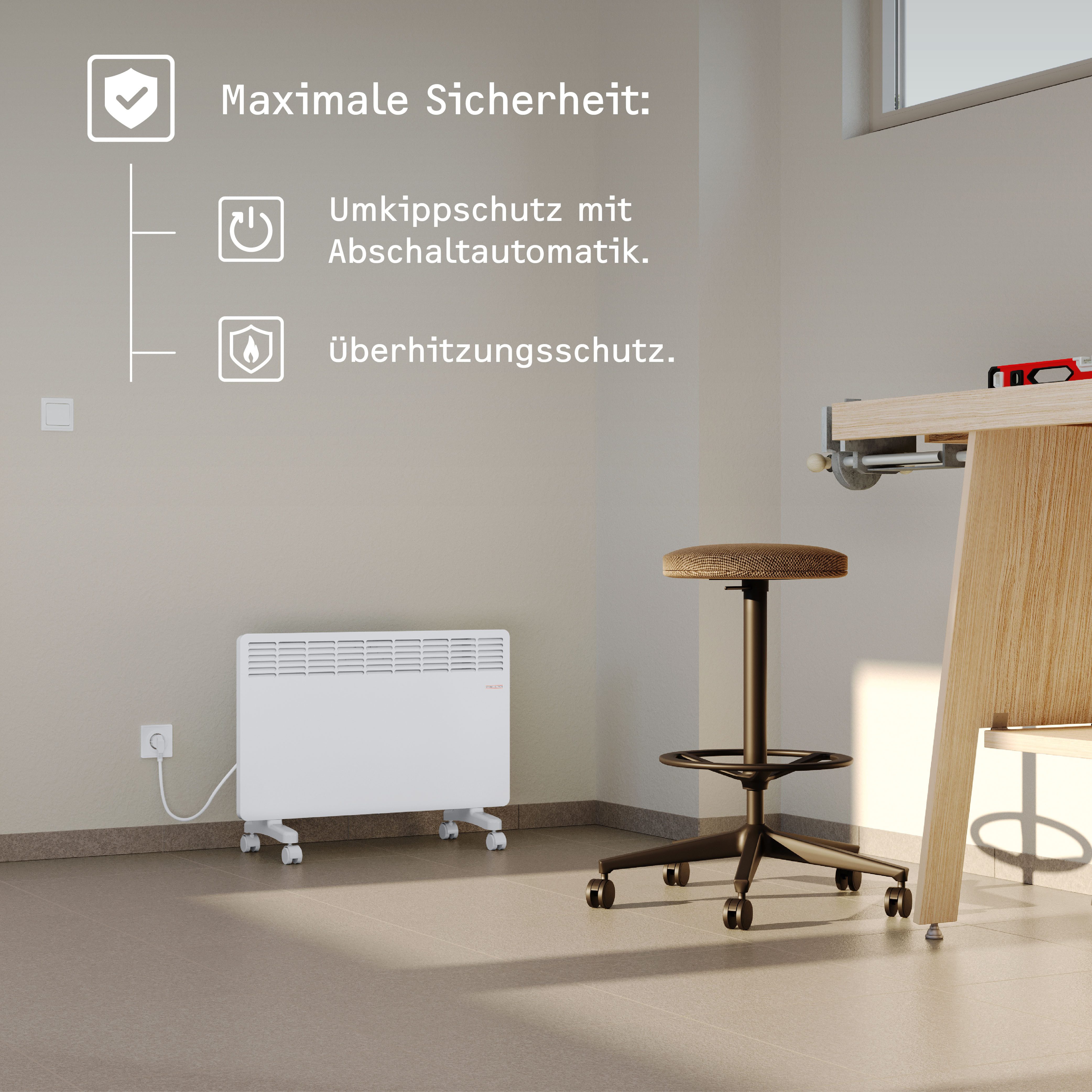 STIEBEL ELTRON Konvektor »EG-50-TR2-PM«, Heizlüfter energiesparend, 2 kW, Konvektor-Heizung mit einfacher Regelung, 2 kW, energiesparend, Rollen