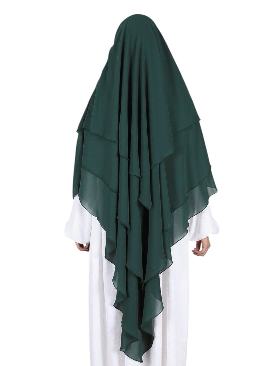 Aymasal Hijab Dreilagiger Chiffon-Khimar, locker fallend (Einzelstück, Einzelner Artikel) Dreilagig; leichter Chiffon; weiter Fall; optimale Bedeckung