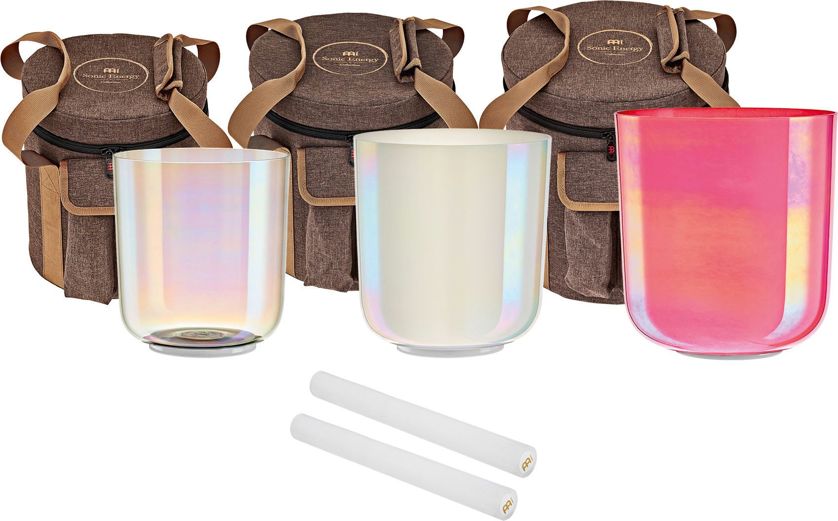 Meinl Sonic Energy Klangschalen ECSBSETEBG Essence Kristallklangschalen Set, inklusive Ringe, Reiber und Taschen, Ideal für Chakra-Behandlung, Meditation, Klangtherapie und Yoga