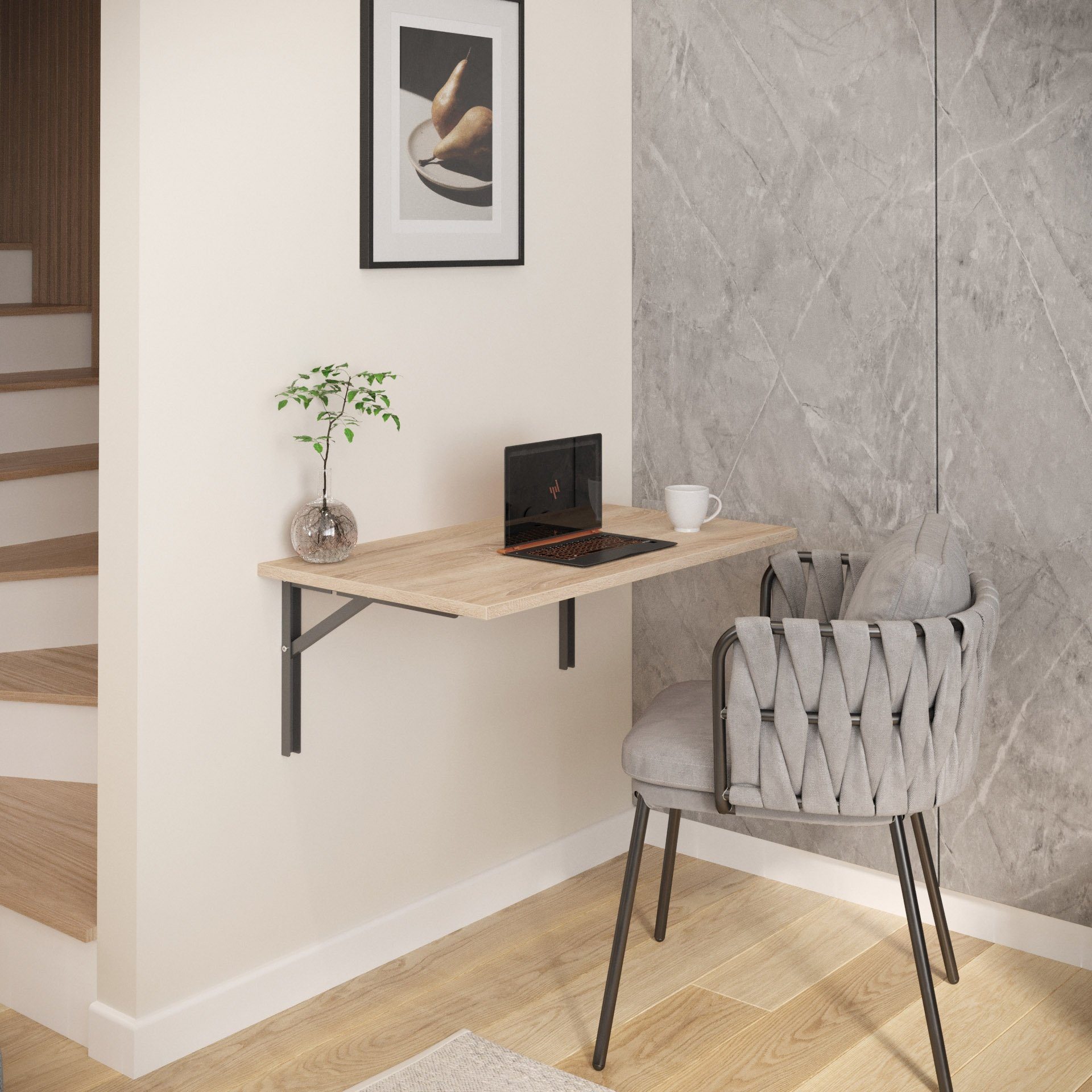 AKKE Klapptisch, Wandklapptisch Wandtisch Küchentisch Schreibtisch Hängetisch 2mm PVC Sonoma | Klapptische