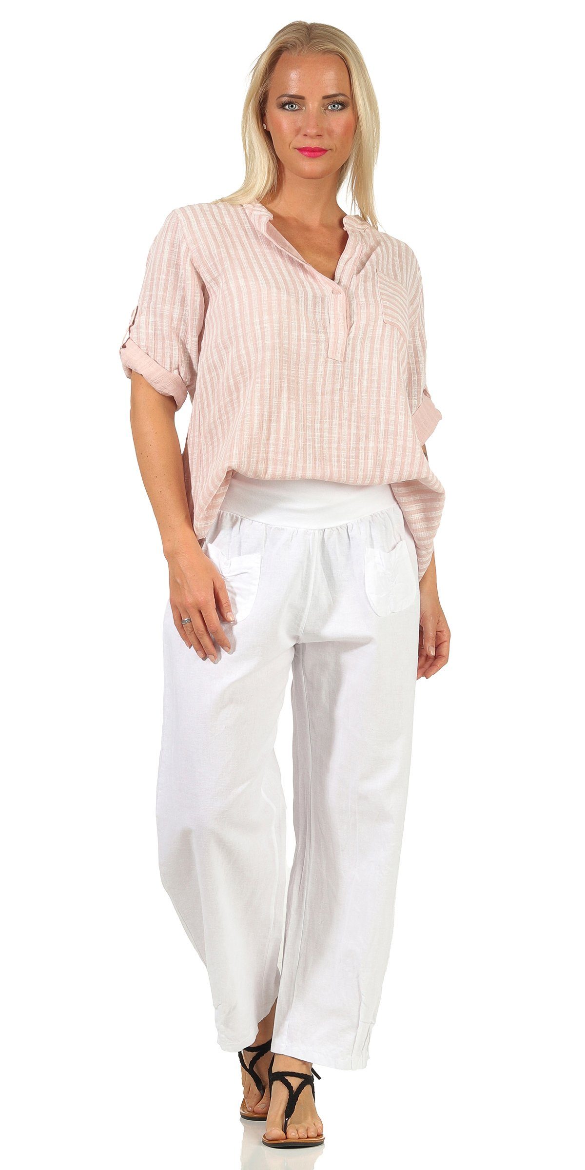 Aurela Damenmode Leinenhose Sommerliche Leinen Pumphose günstig online kaufen