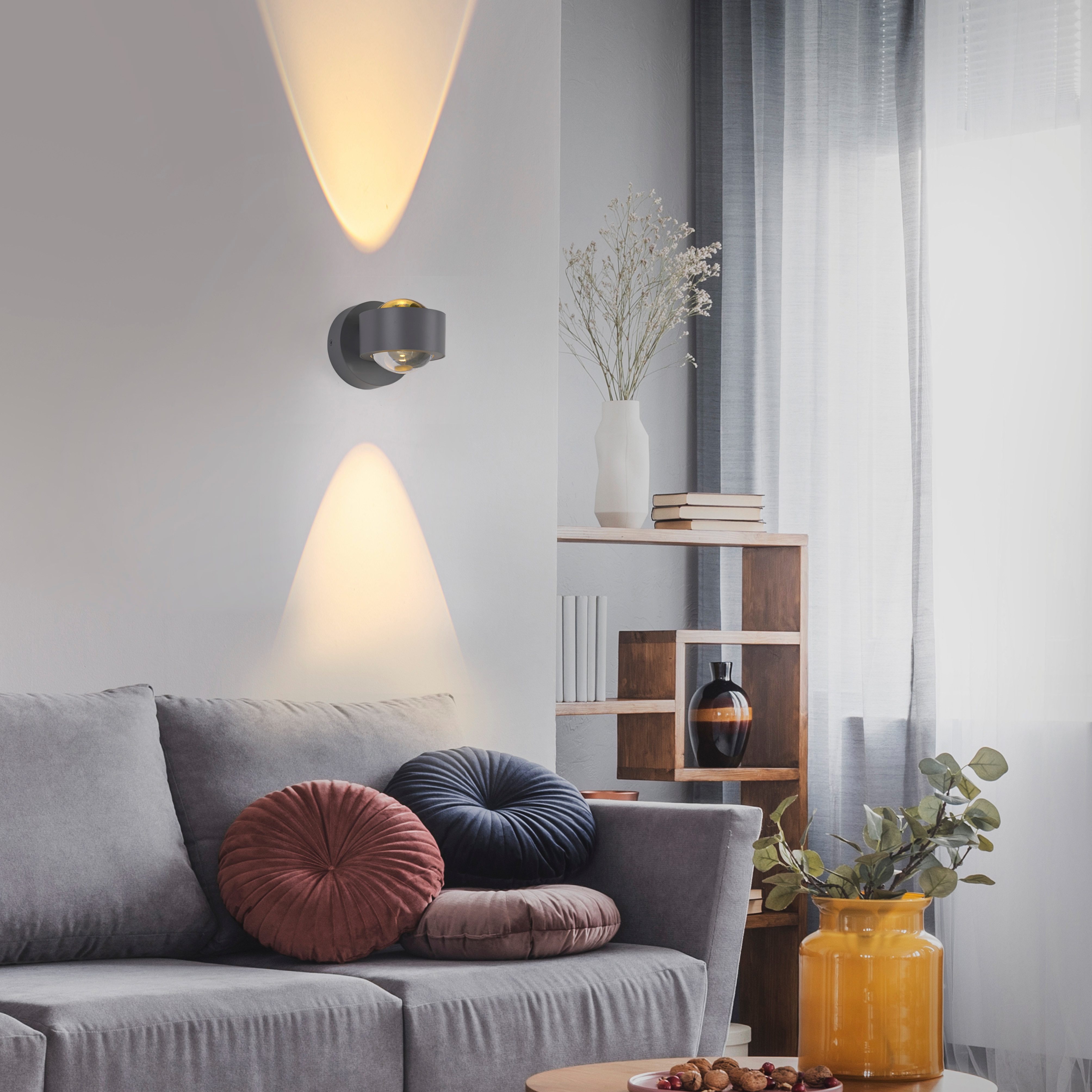 JUST LIGHT LED Wandleuchte AKKU-CHIA, Memory, nach Trennung vom Netz, LED fest integriert, Warmweiß, Akkubetrieben inkl. USB-Ladekabel, 5 Stufen Dimmung + Timerfunktion