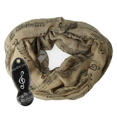 mugesh Schal Geschenkset Musikerin Notenzeilen khaki-schwarz, für Musikerinnen und Musiker