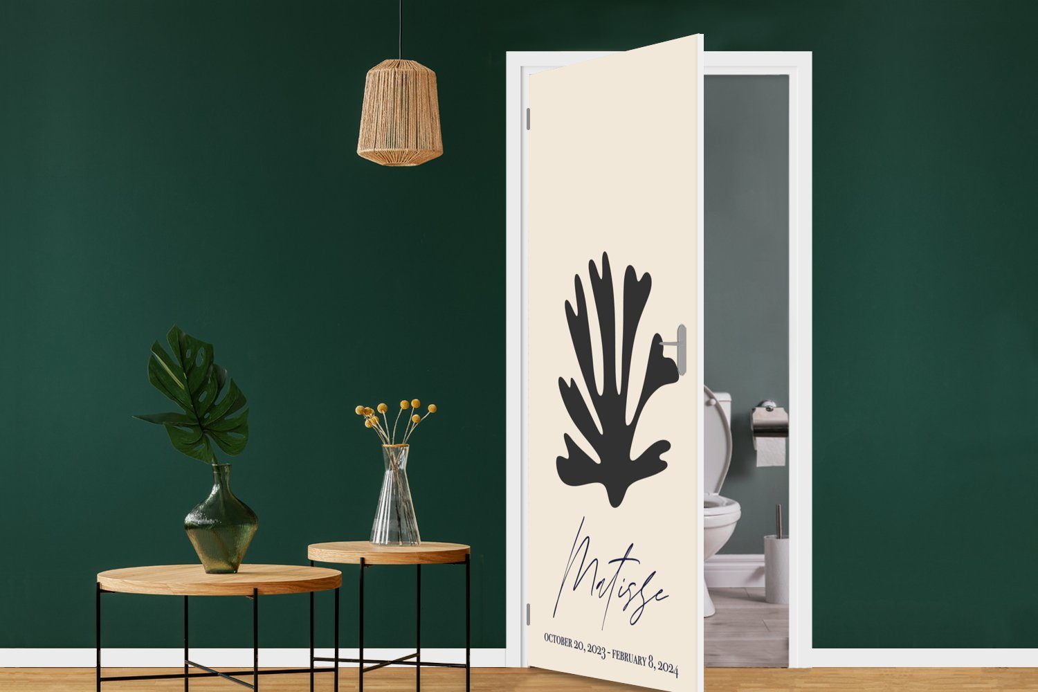 cm 75x205 - Matisse, für St), Blumen Tür, MuchoWow Türaufkleber, bedruckt, Türtapete Fototapete Abstrakt (1 Matt, -
