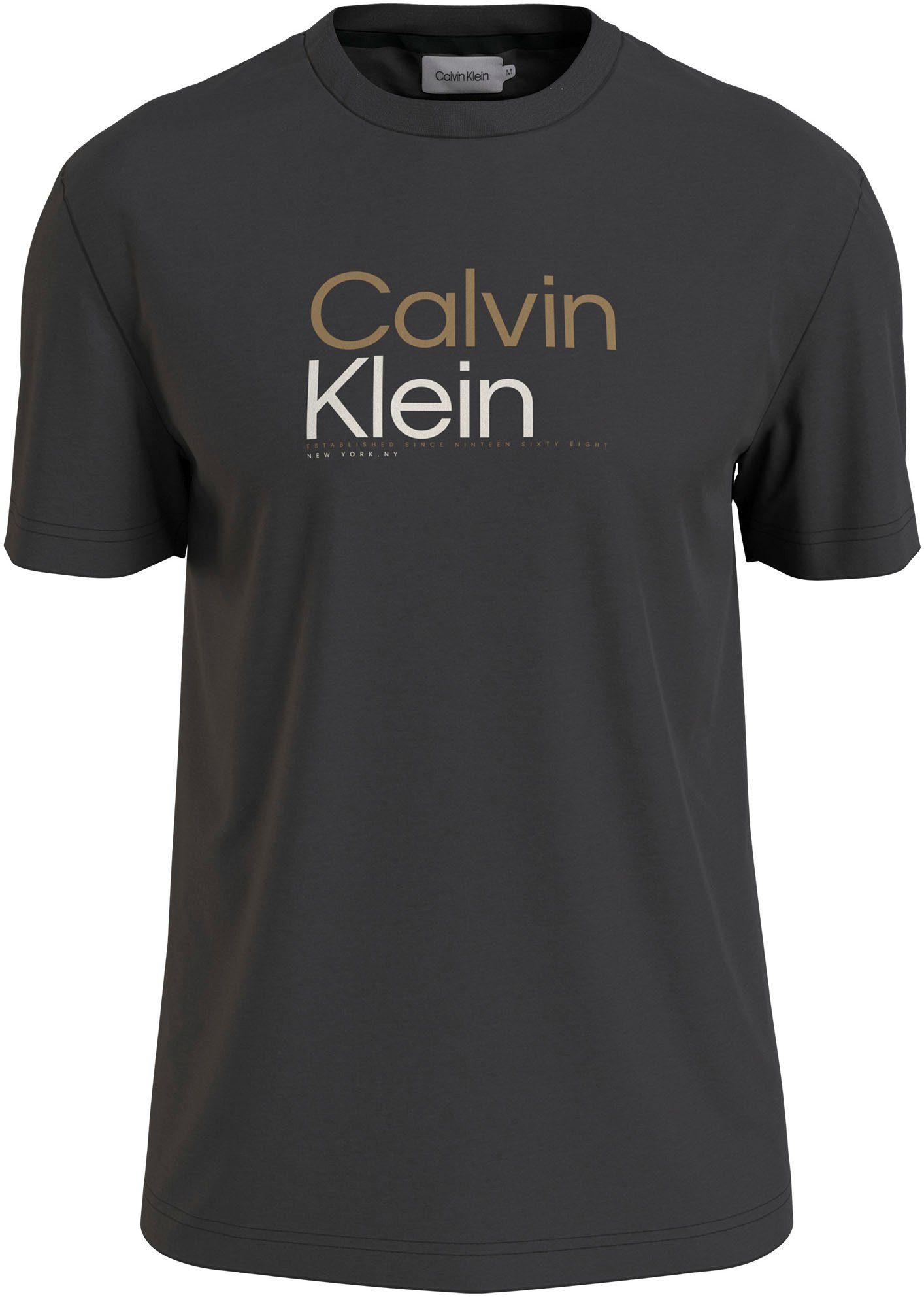 MULTI LOGO Ck Klein T-Shirt Calvin Markenlabel T-SHIRT Black mit COLOR