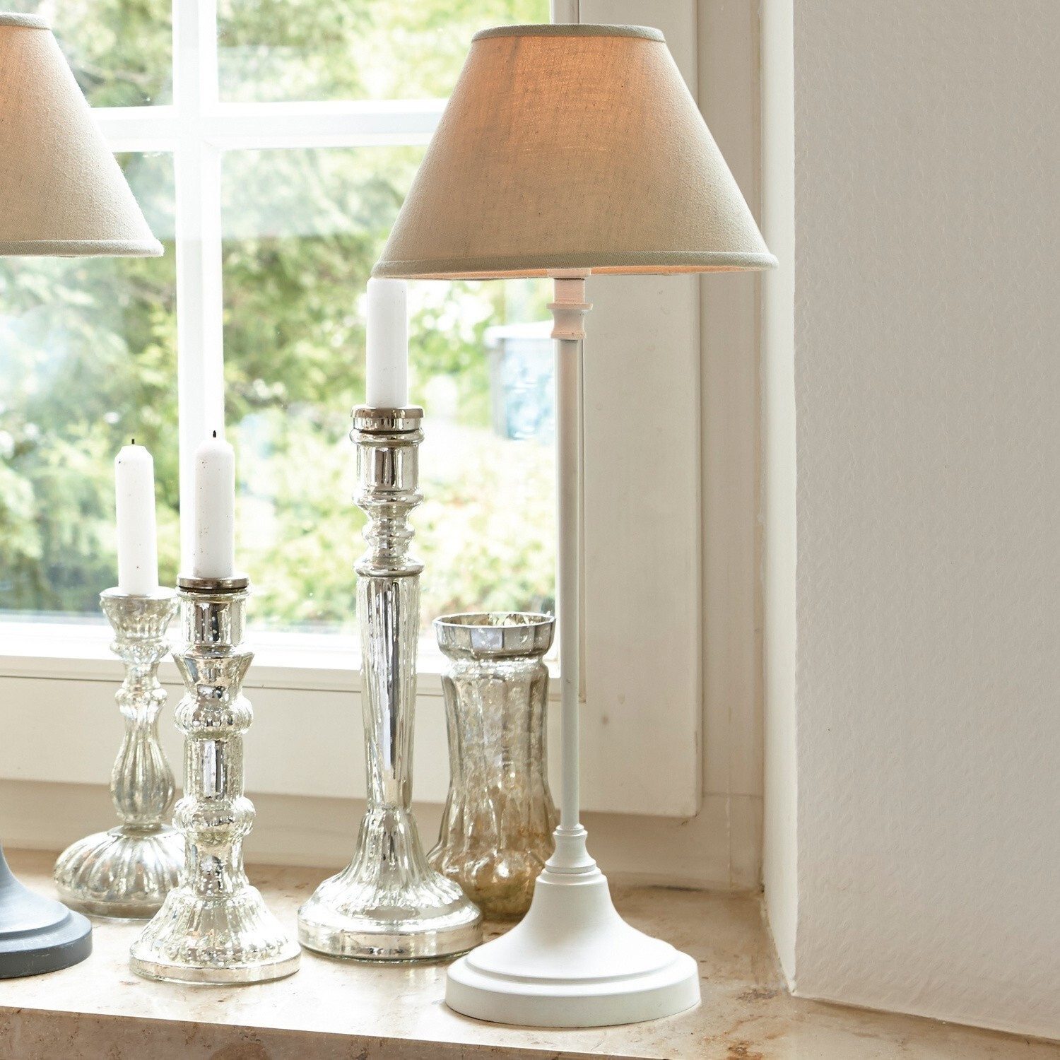 Mirabeau Tischleuchte Tischlampe Swindon beige/antikweiß günstig online kaufen