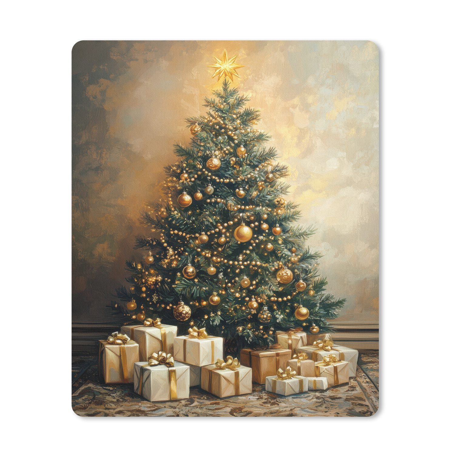 MuchoWow Mauspad Weihnachtsbaum - Geschenke - Gold (1-St), Büro für Tastatur und Maus, Mousepad Gaming, Desk Mat, 30x40 cm