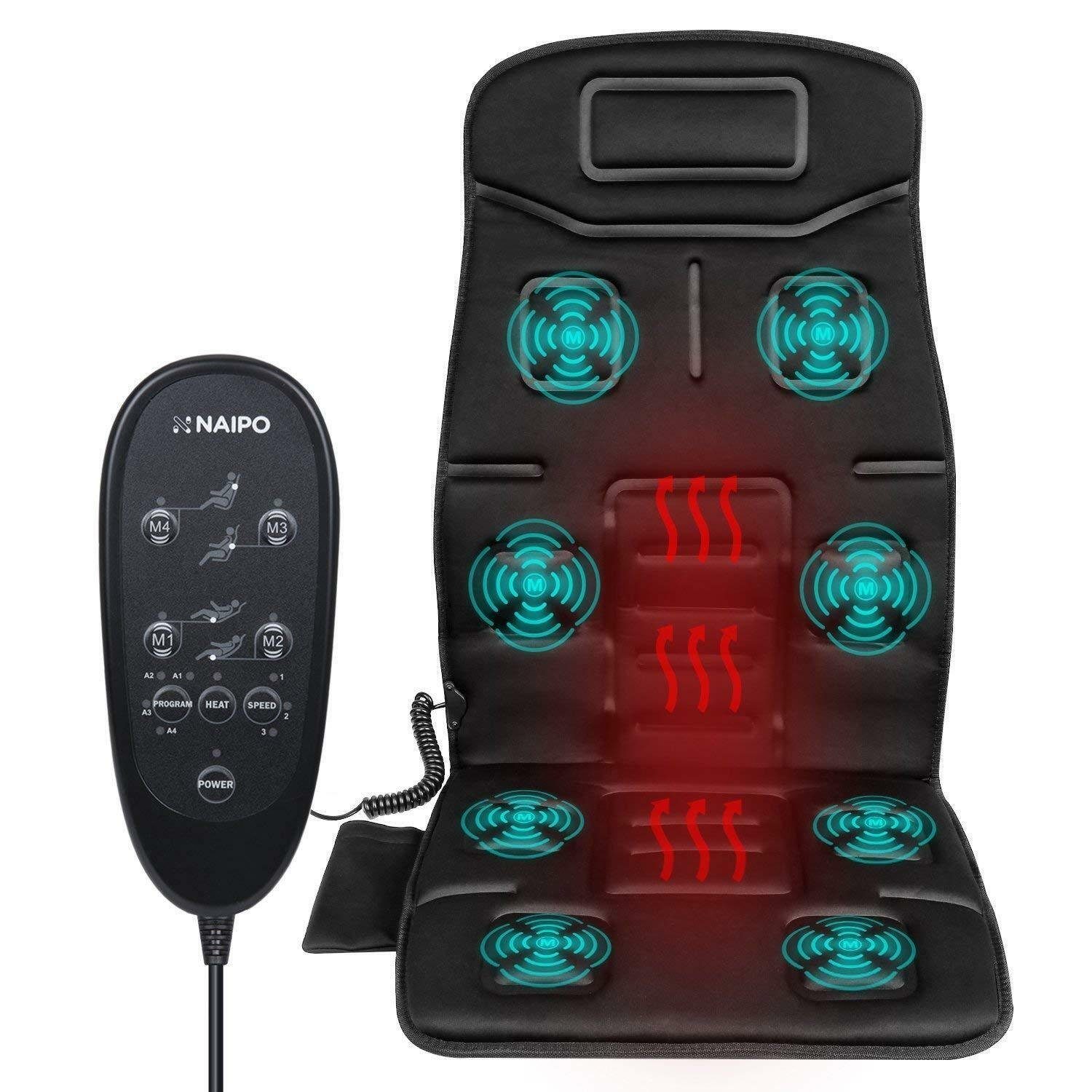 HoMedics Massagesitzauflage Shiatsu Massageauflage Rücken- und  Schultermassagegerät - Deluxe-Massagesessel mit Wärmefunktion,  Vibrationsmassage, entspannt Schulter-, Rücken- und Oberschenkel - Grau