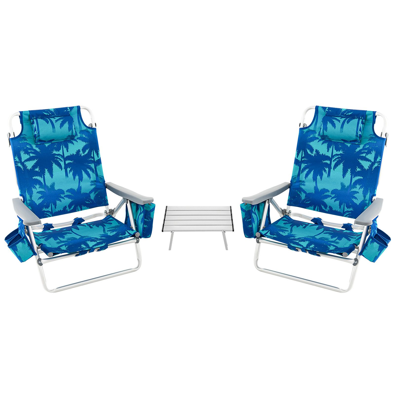 COSTWAY Campingstuhl Strandstühle mit Tisch (3 günstig online kaufen