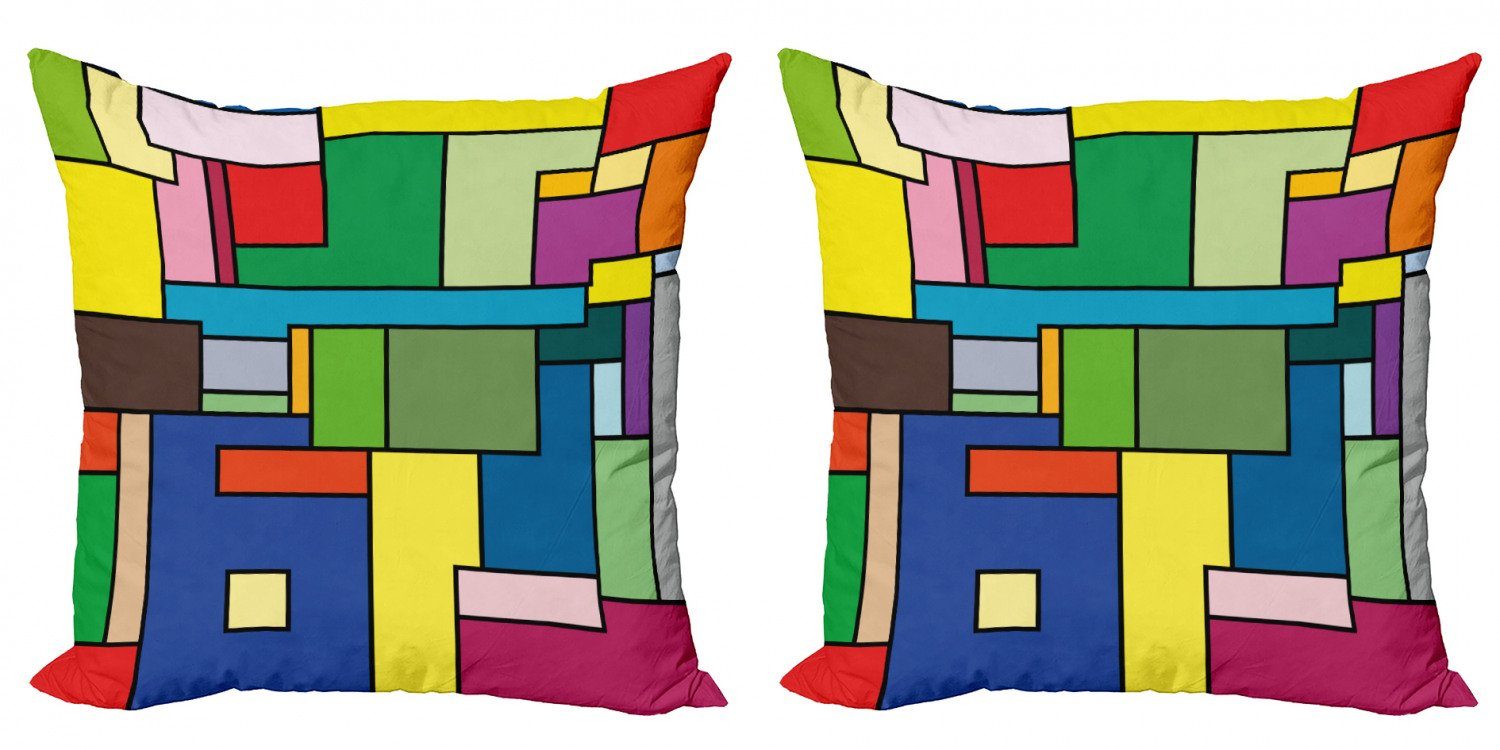 Kissenbezüge Modern Accent Doppelseitiger Digitaldruck, Abakuhaus (2 Stück), Kunst Vivid Mondrian Squares