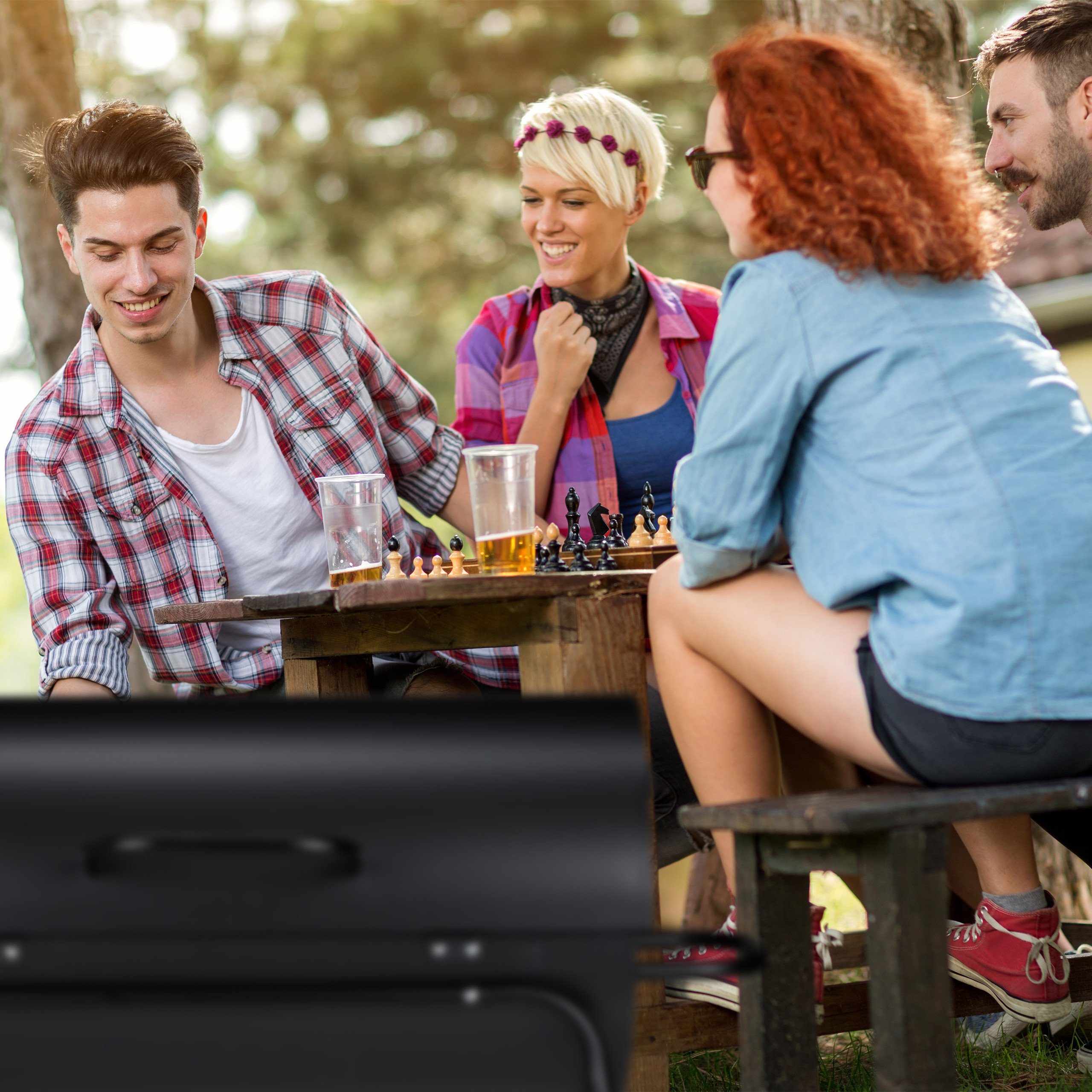 relaxdays Holzkohlegrill mit Deckel