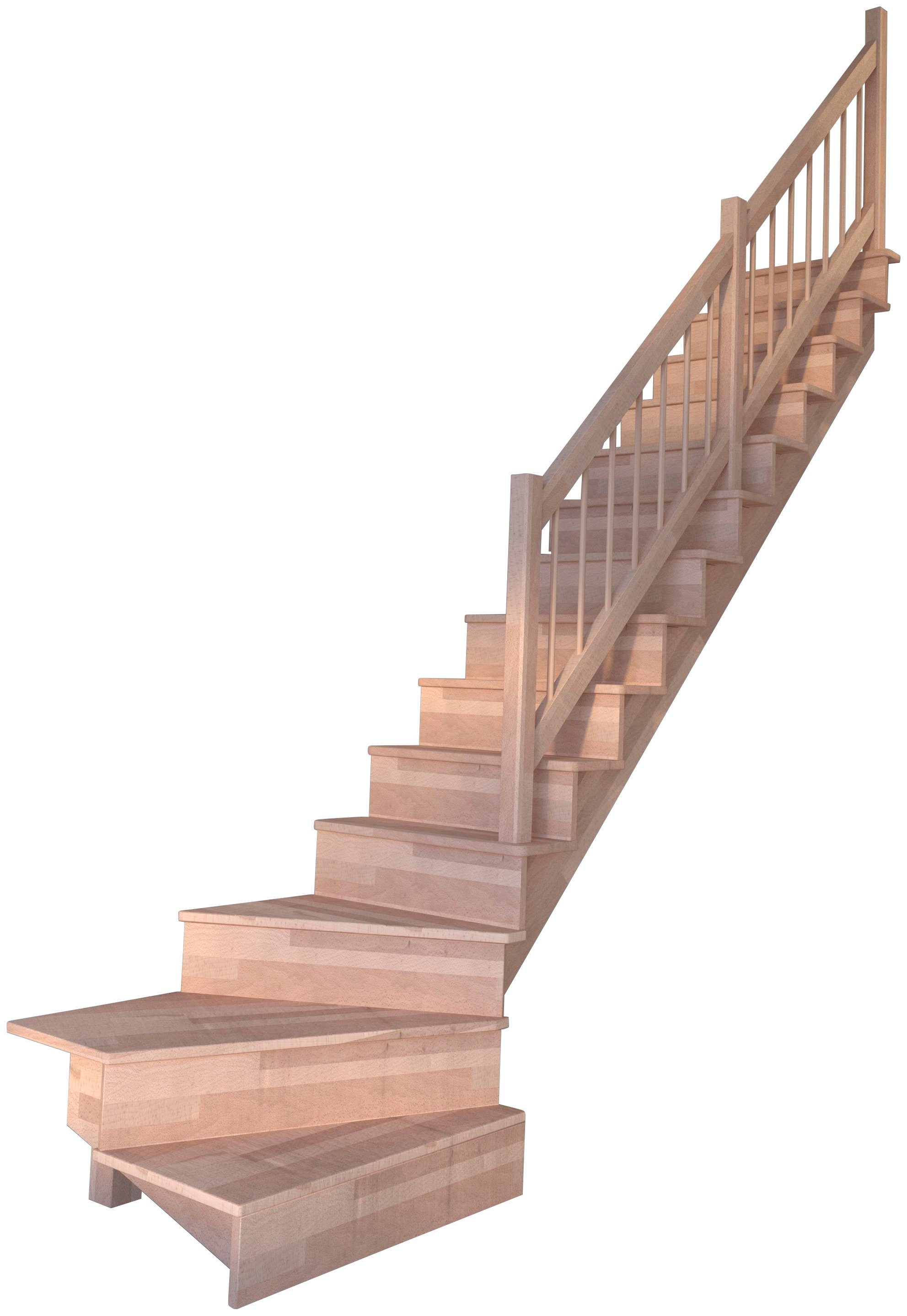 Design Stufen geschlossen, cm, gewendelt 300 für Geländer, Wangenteile Systemtreppe Durchgehende Starwood Rechts, Holz-Holz Massivholz Geschosshöhen bis Lindos,