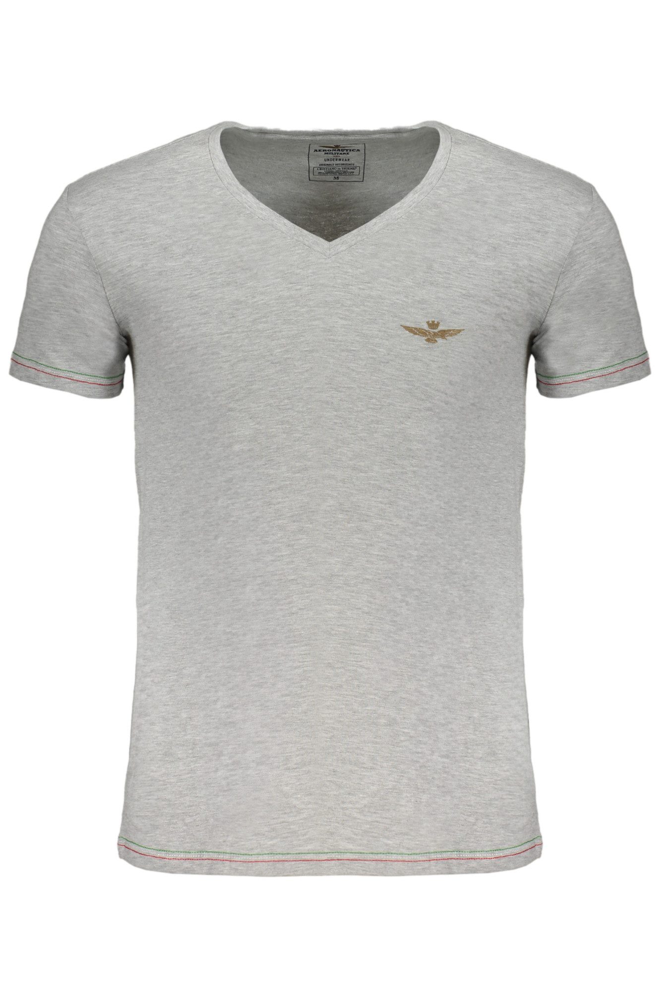 Aeronautica Militare T-Shirt Herren Kurzarm T-Shirt Grau mit V-Ausschnitt und