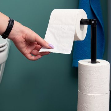 bremermann Toilettenpapierhalter Stand-WC-Rollenhalter 2in1, Ersatzrollenhalter (4 Rollen), schwarz