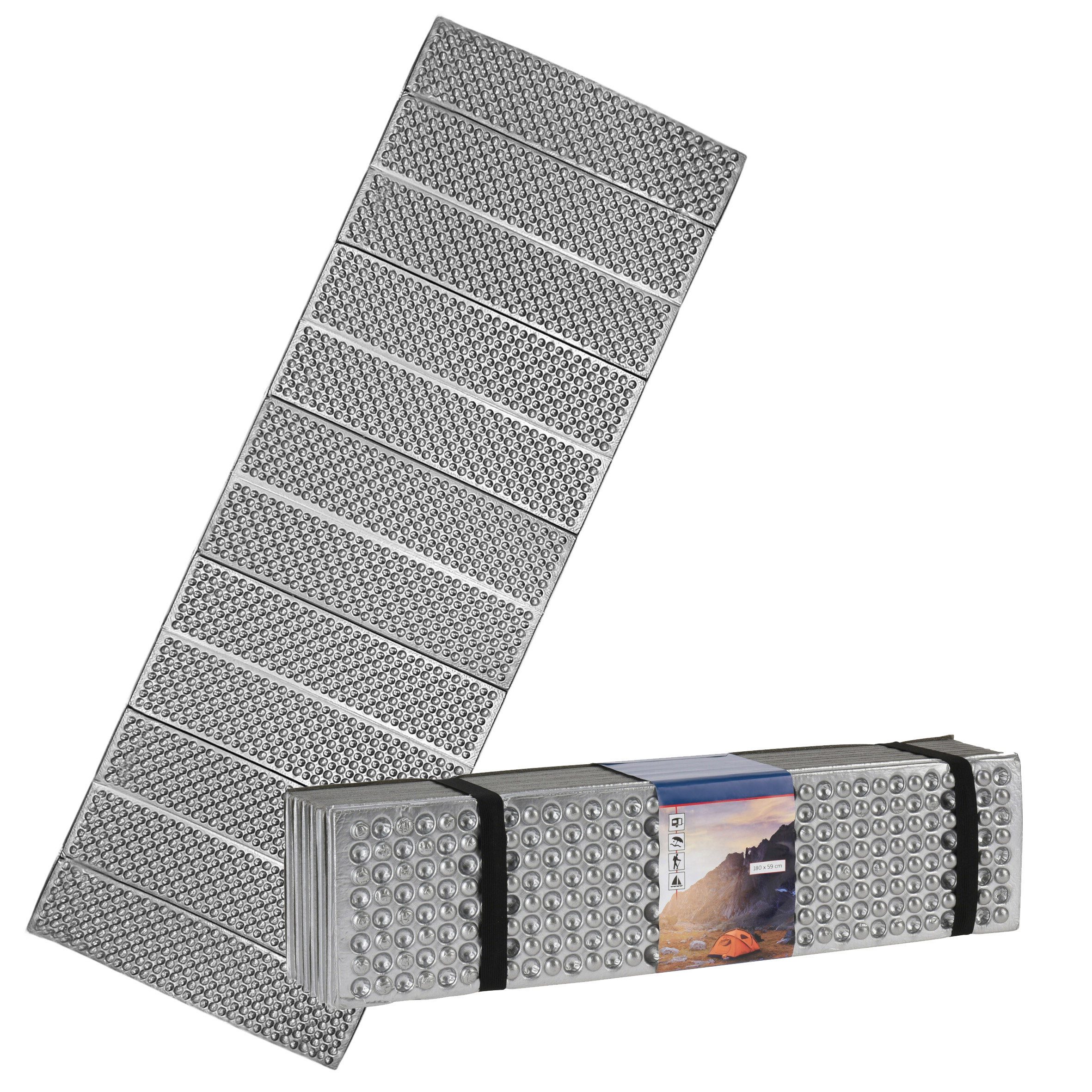 Spetebo Isomatte Camping Isomatte ultraleicht faltbar silber - 180 x 59 cm, (Anzahl, 1-tlg., Stück), ultraleichtes Gewicht
