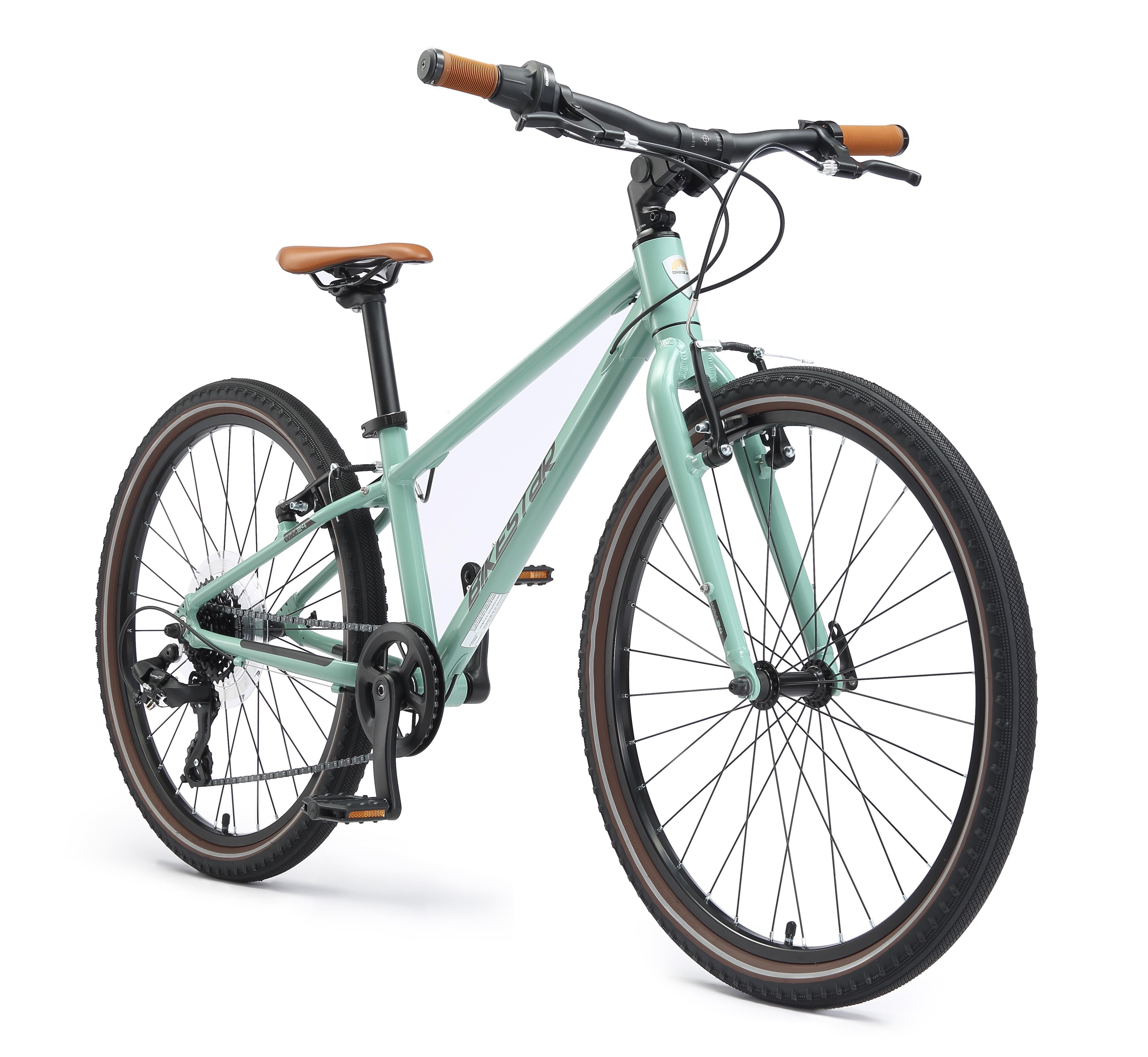 Bikestar Kinderfahrrad Leichtgewicht 9 kg 24 Zoll Aluminium ab 8 Jahre, 8 Gang Shimano RD-M2005 Schaltwerk, Kettenschaltung, Reflektierende Reifen, leichtes Treten, ergonomischer Rahmen