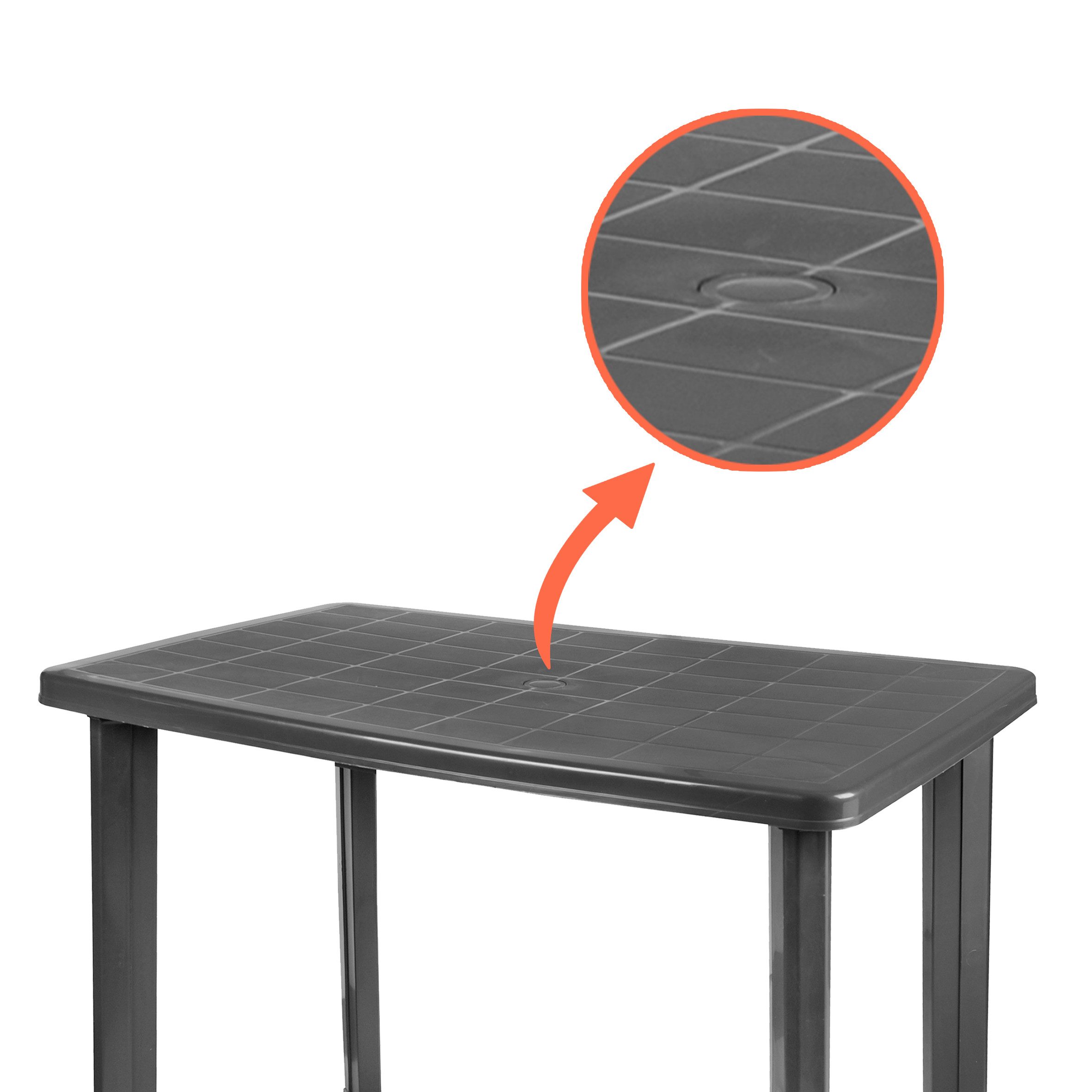 Spetebo Gartentisch Kunststoff Gartentisch 100 x 72 cm (Stück, 1-St., Stück), Campingtisch rechteckig im klassischen Design