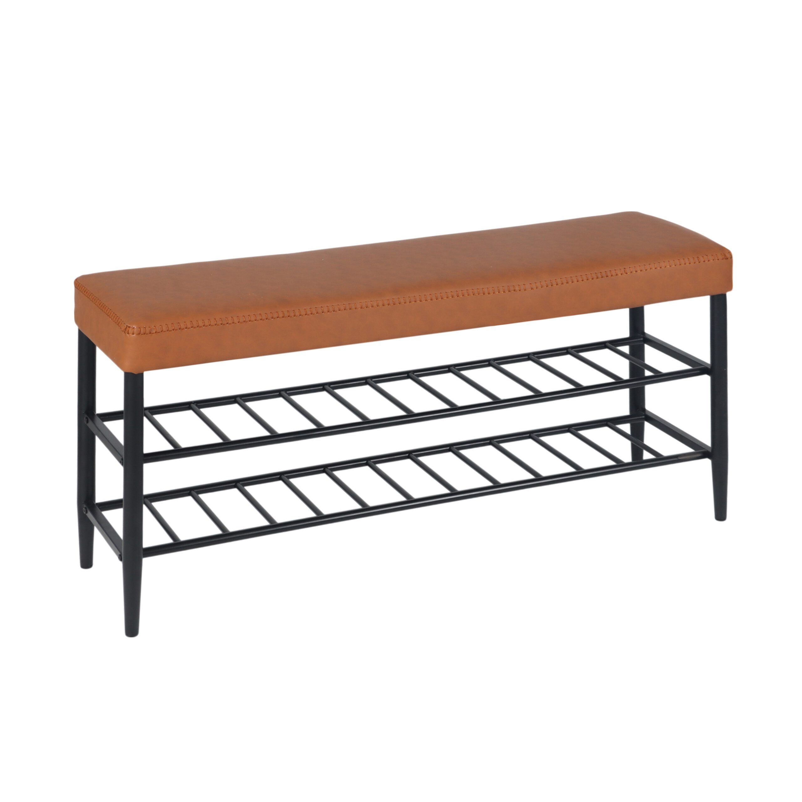 relaxdays Schuhbank mit 2 Schuhablagen (1-St), braun, 100 cm