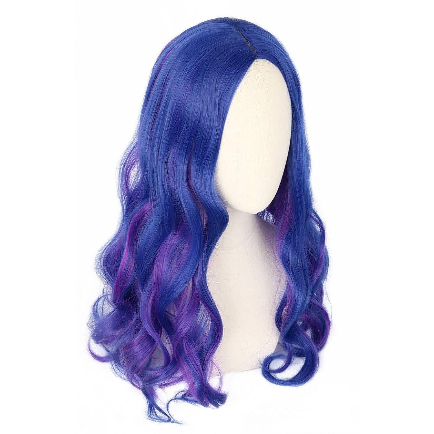 LuxusKollektion Kostüm-Perücke Perücke Mädchen Kinder lockig lang blau lila Karneval Halloween